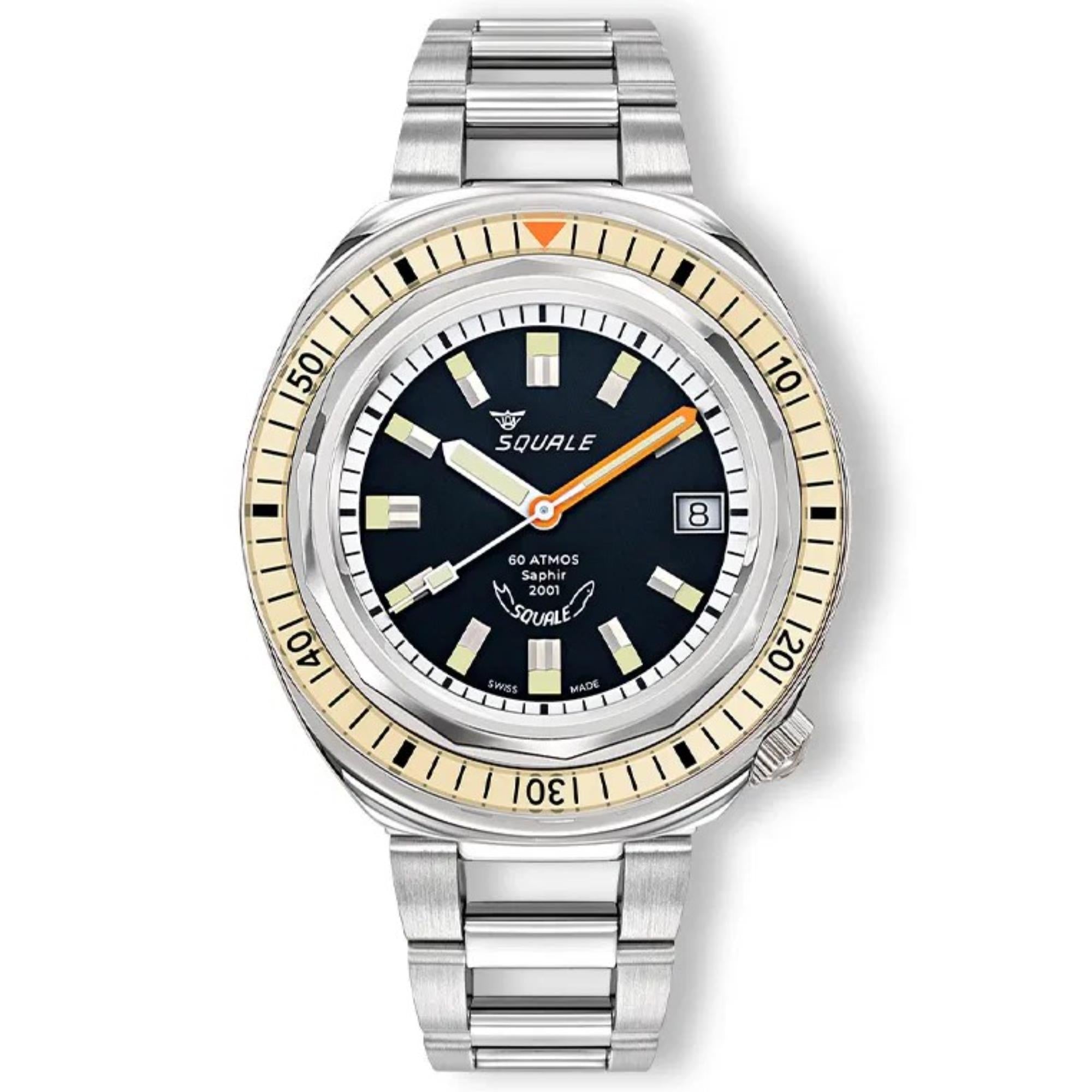 Squale 2001 Sand Automatic Black Dial Steel Strap Men's Watch 2001BEBK.AC