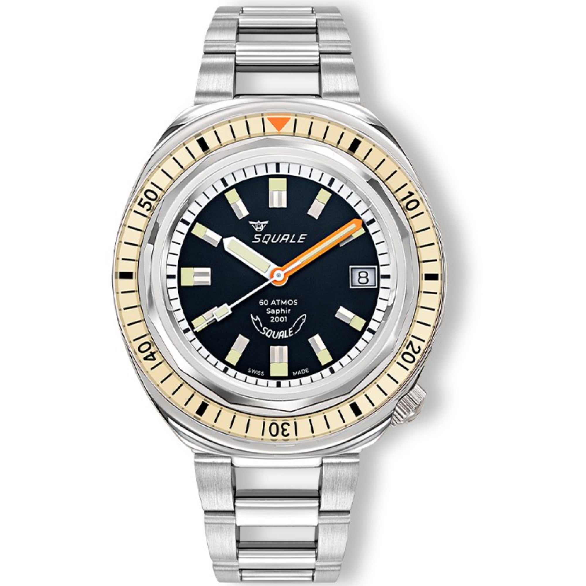 Squale 2001 Sand Automatic Black Dial Steel Strap Men's Watch 2001BEBK.AC