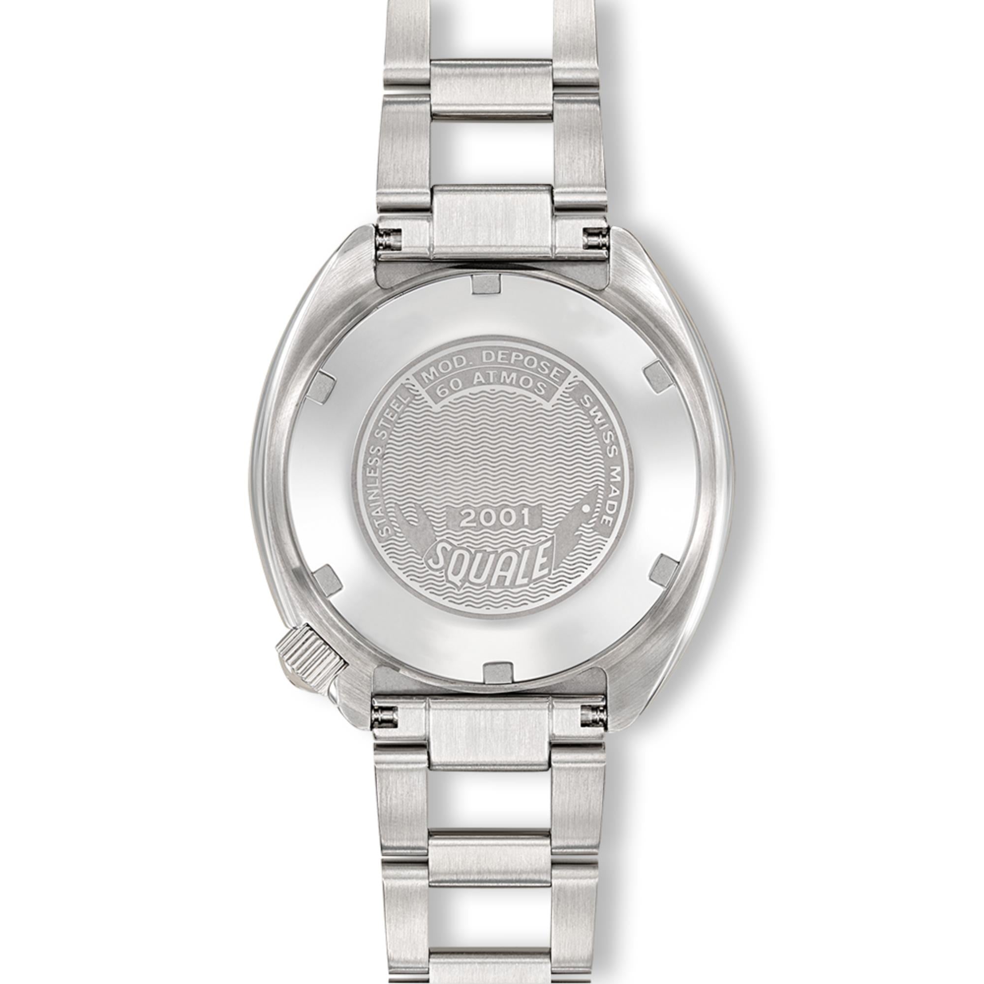 Squale 2001 Reverse Automatic Orange Dial Steel Strap Men's Watch 2001BKOR.AC