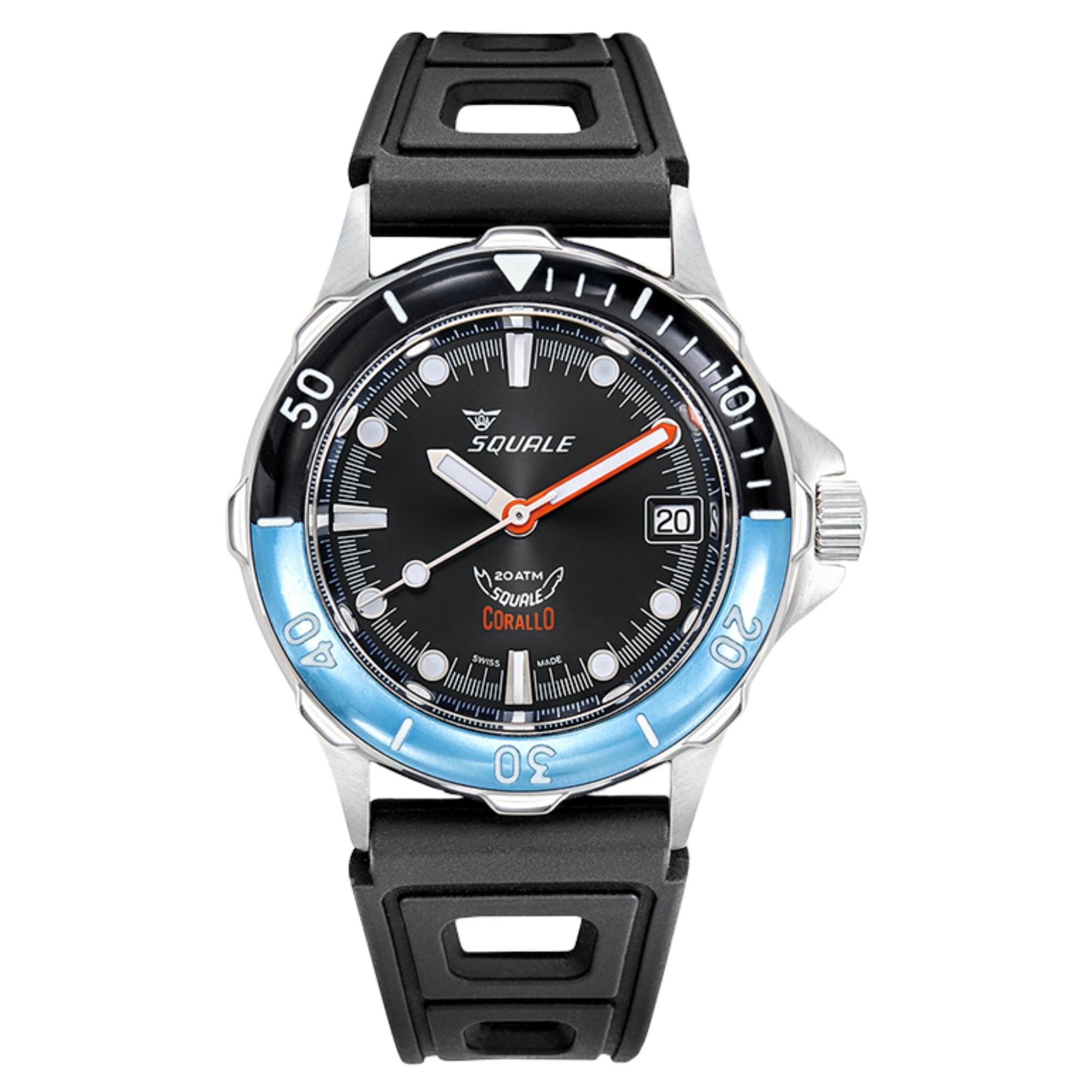 Squale Corallo NOS 2008 Automatic Black Dial Rubber Strap Men's Watch CORALBICBK.RBK