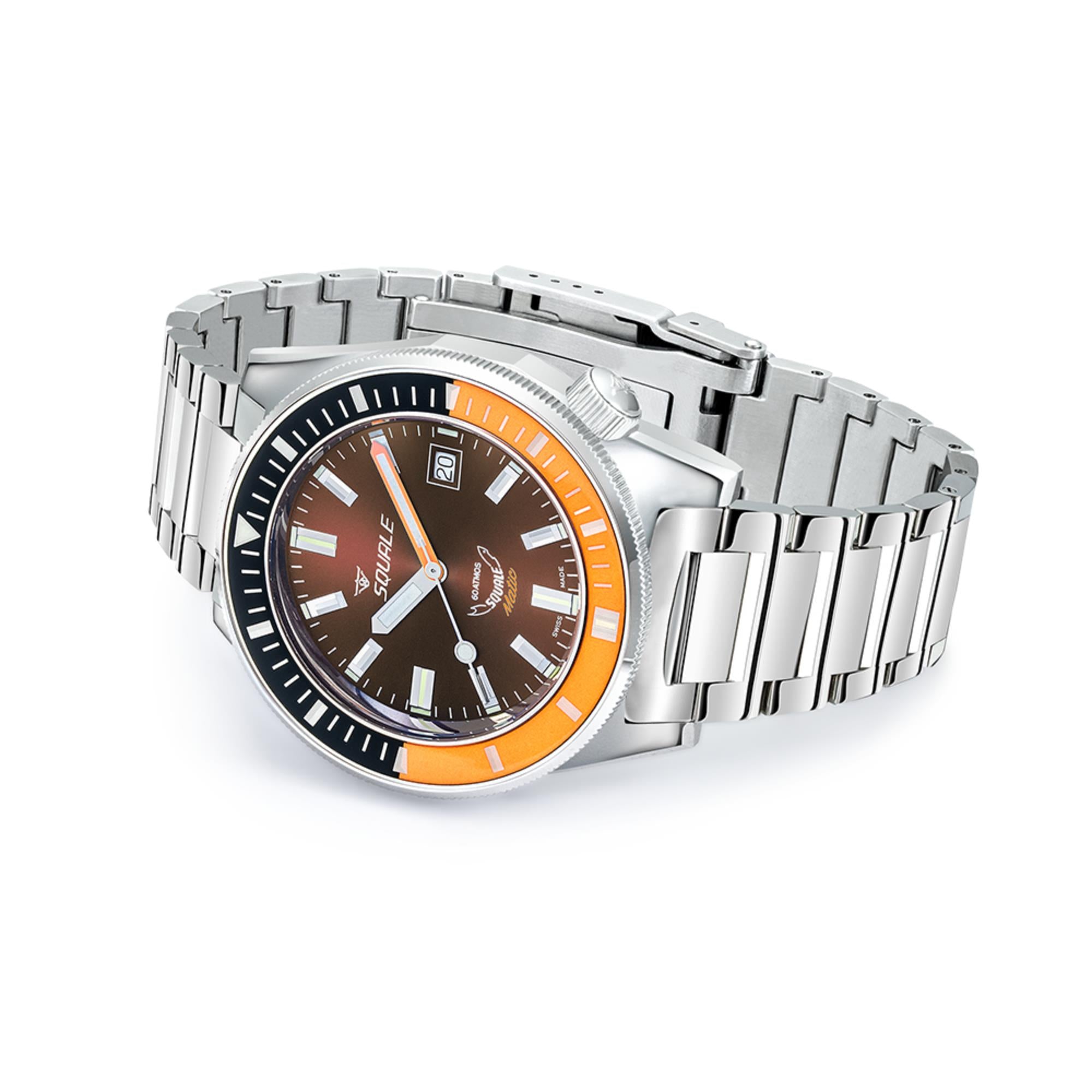Squale Matic Chocolate Automatic Brown Dial Steel Strap Men's Watch MATICXSD.SQ22L