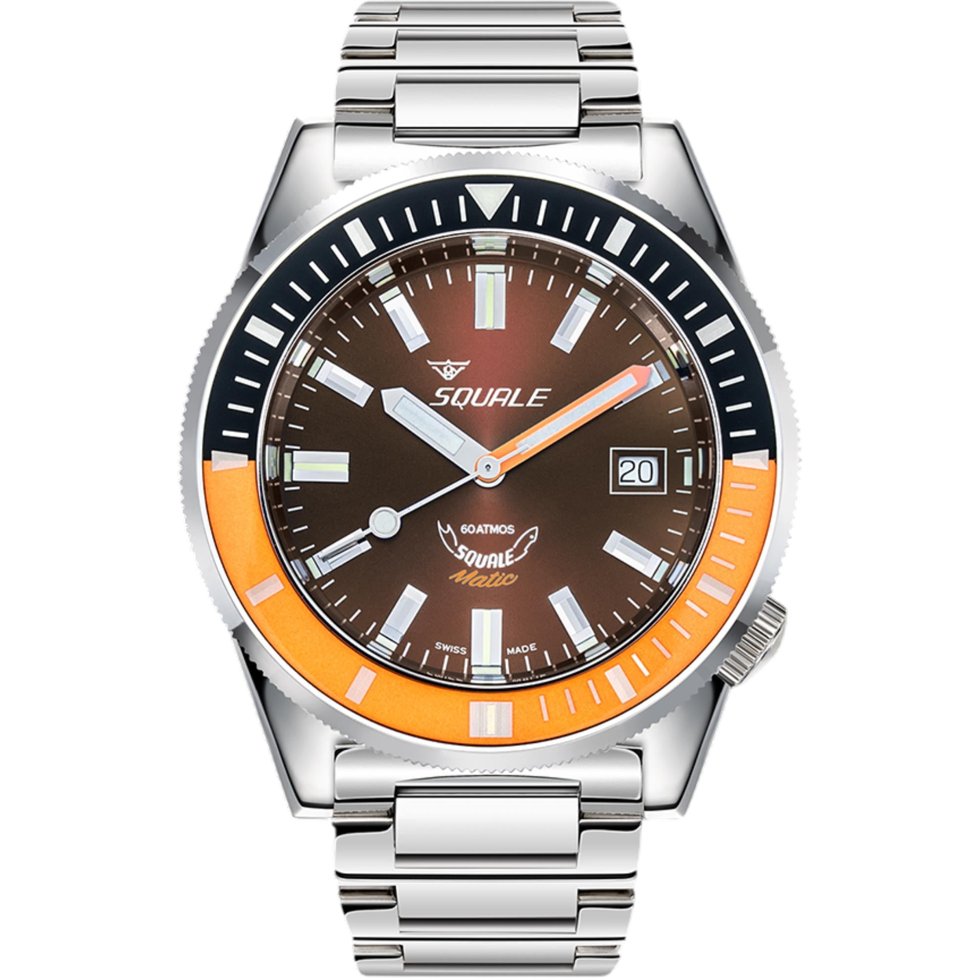 Squale Matic Chocolate Automatic Brown Dial Steel Strap Men's Watch MATICXSD.SQ22L