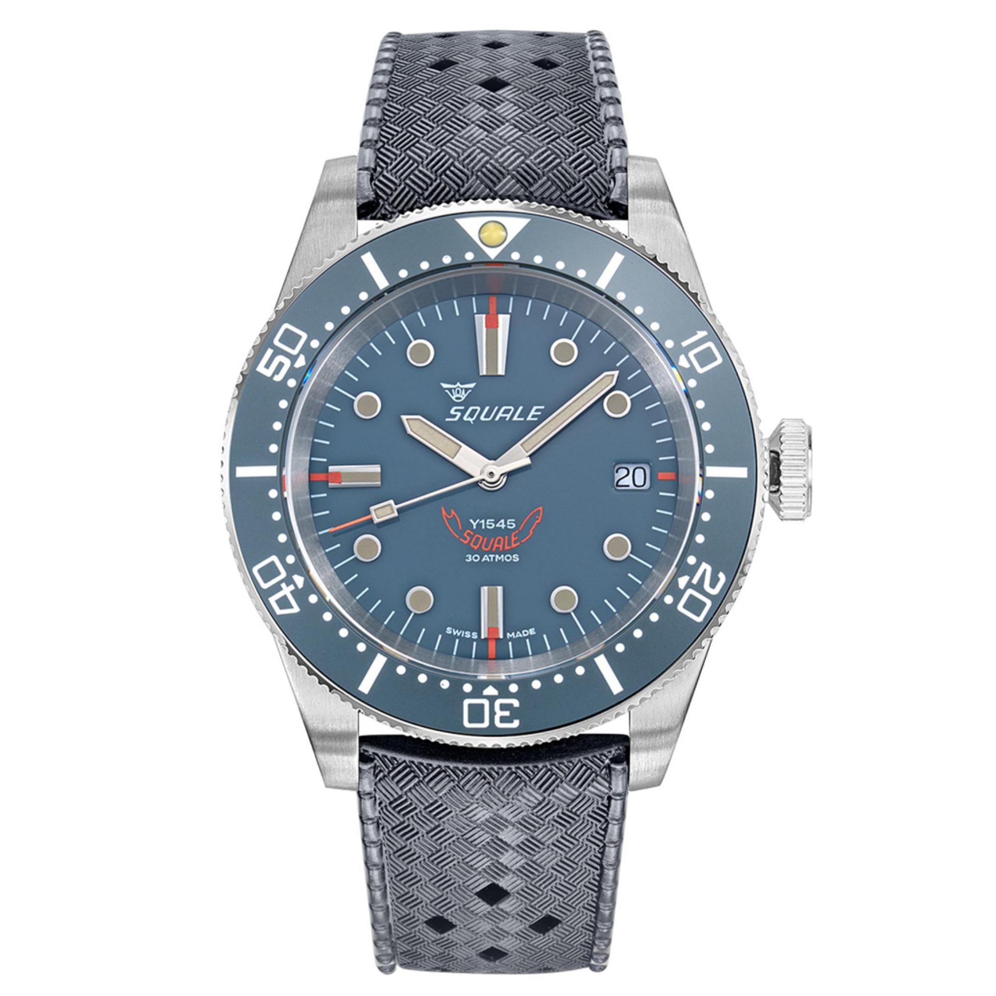 Squale 1545 Automatic Grey Dial Rubber Strap Men's Watch 1545GG.HTG