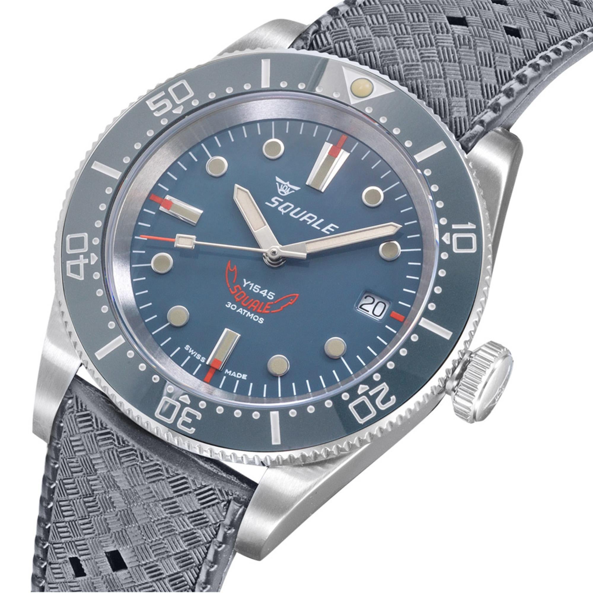 Squale 1545 Automatic Grey Dial Rubber Strap Men's Watch 1545GG.HTG