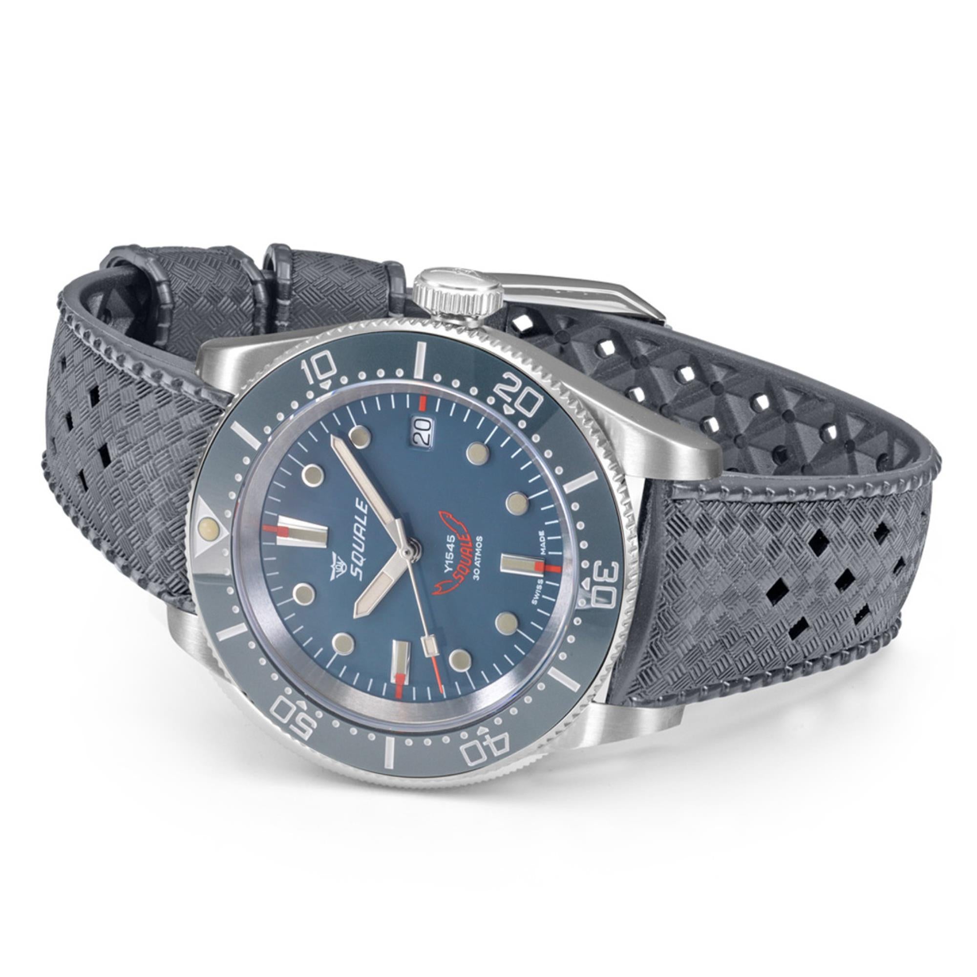Squale 1545 Automatic Grey Dial Rubber Strap Men's Watch 1545GG.HTG