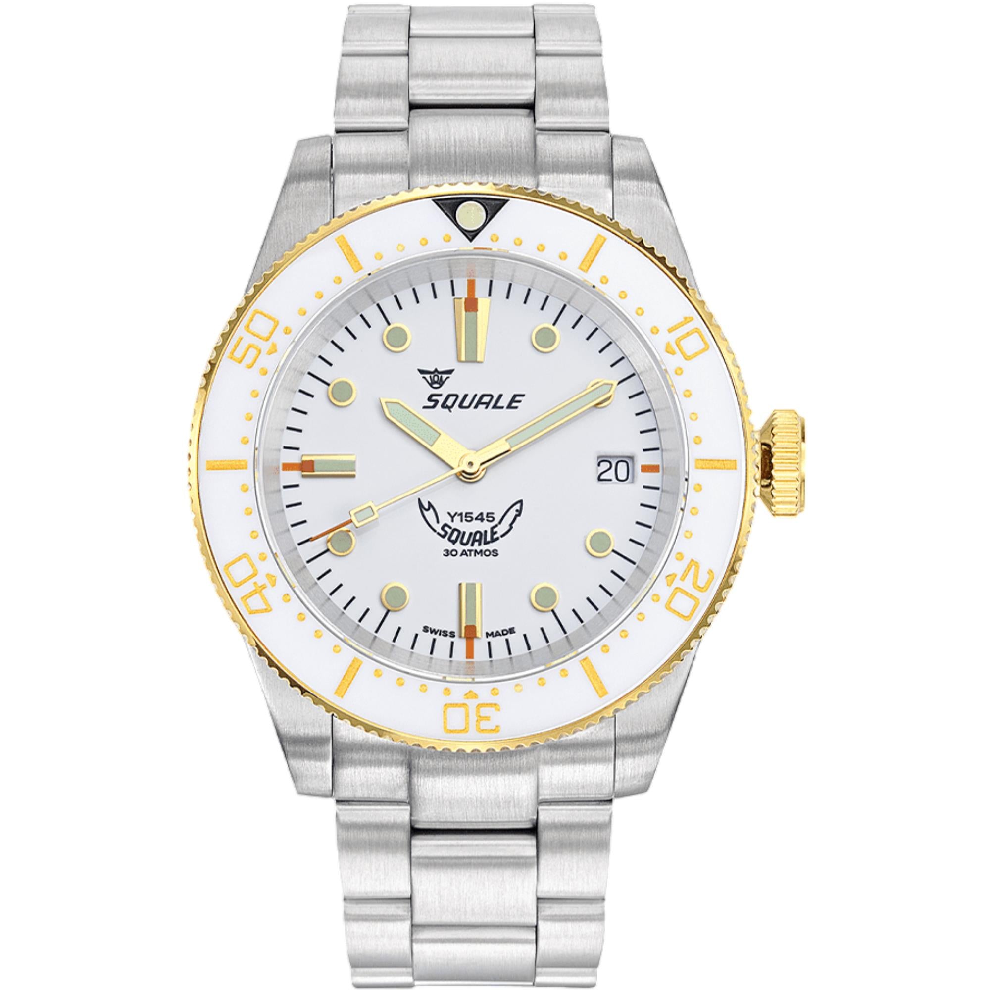Squale 1545 Automatic White Dial Steel Strap Men's Watch 1545WTWT.AC