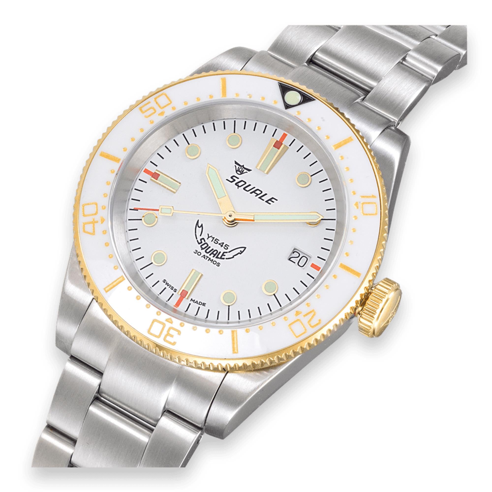 Squale 1545 Automatic White Dial Steel Strap Men's Watch 1545WTWT.AC