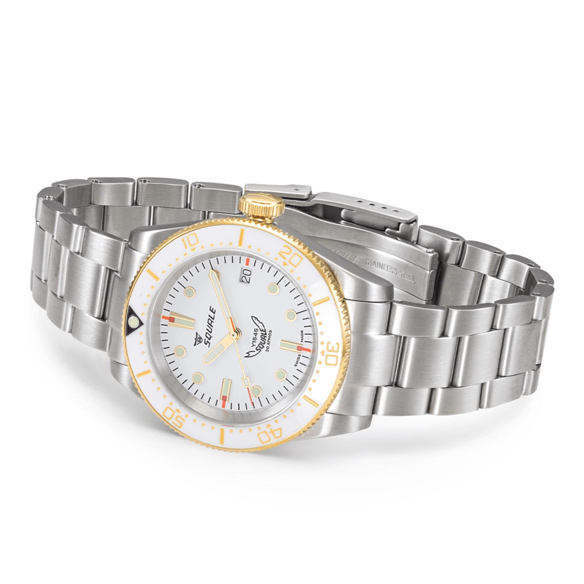 Squale 1545 Automatic White Dial Steel Strap Men's Watch 1545WTWT.AC