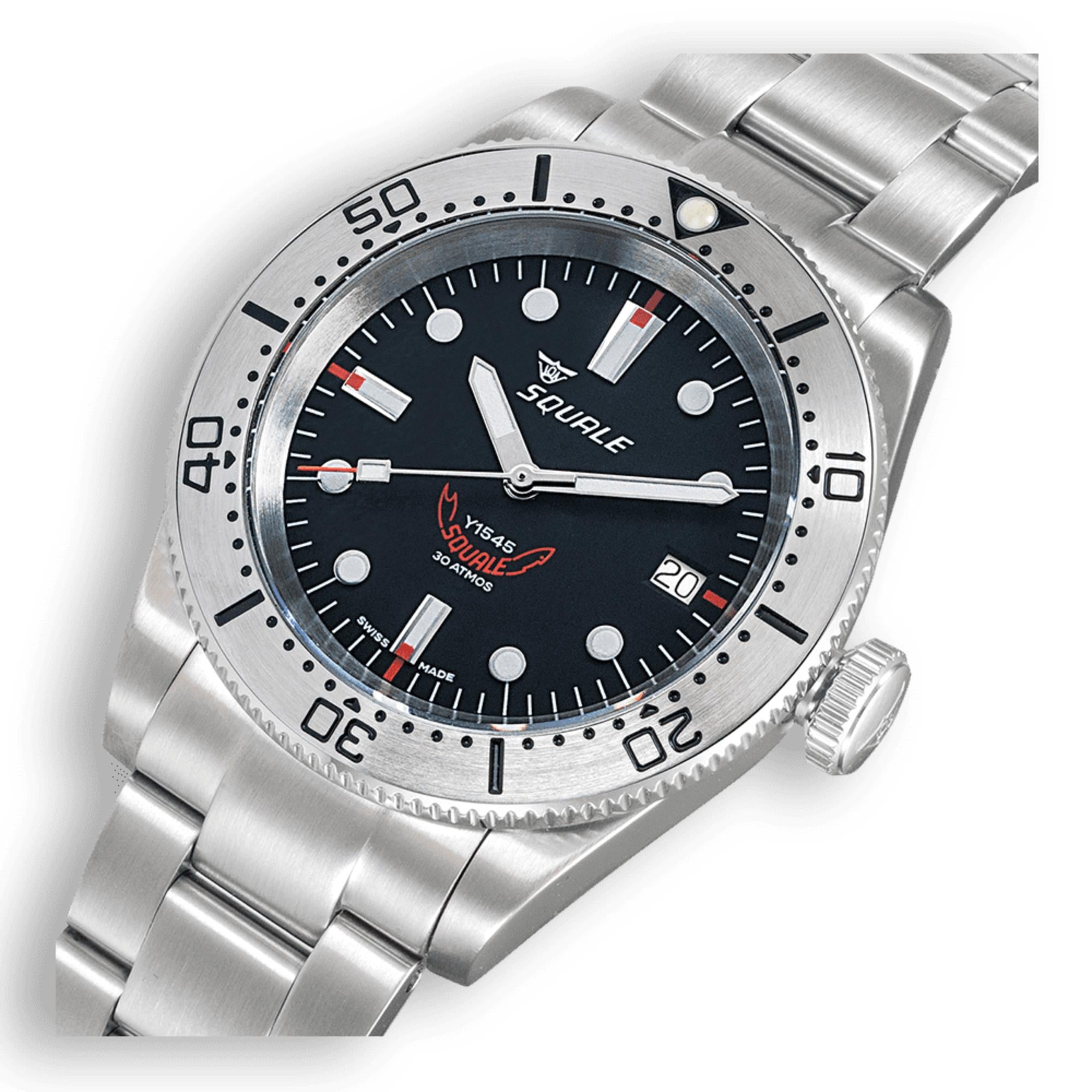 Squale 1545 Automatic Black Dial Steel Strap Men's Watch 1545SSBK.AC