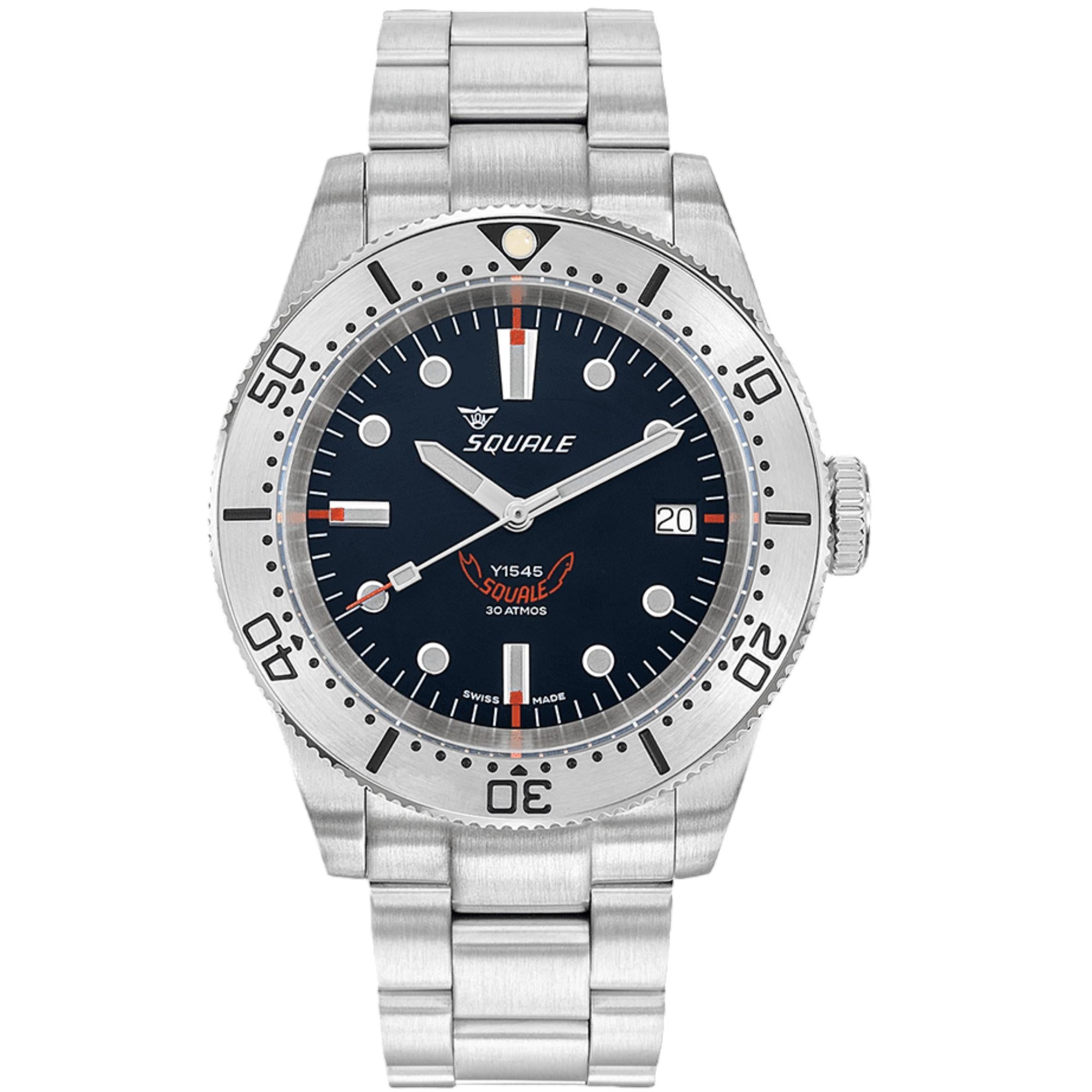 Squale 1545 Automatic Black Dial Steel Strap Men's Watch 1545SSBK.AC