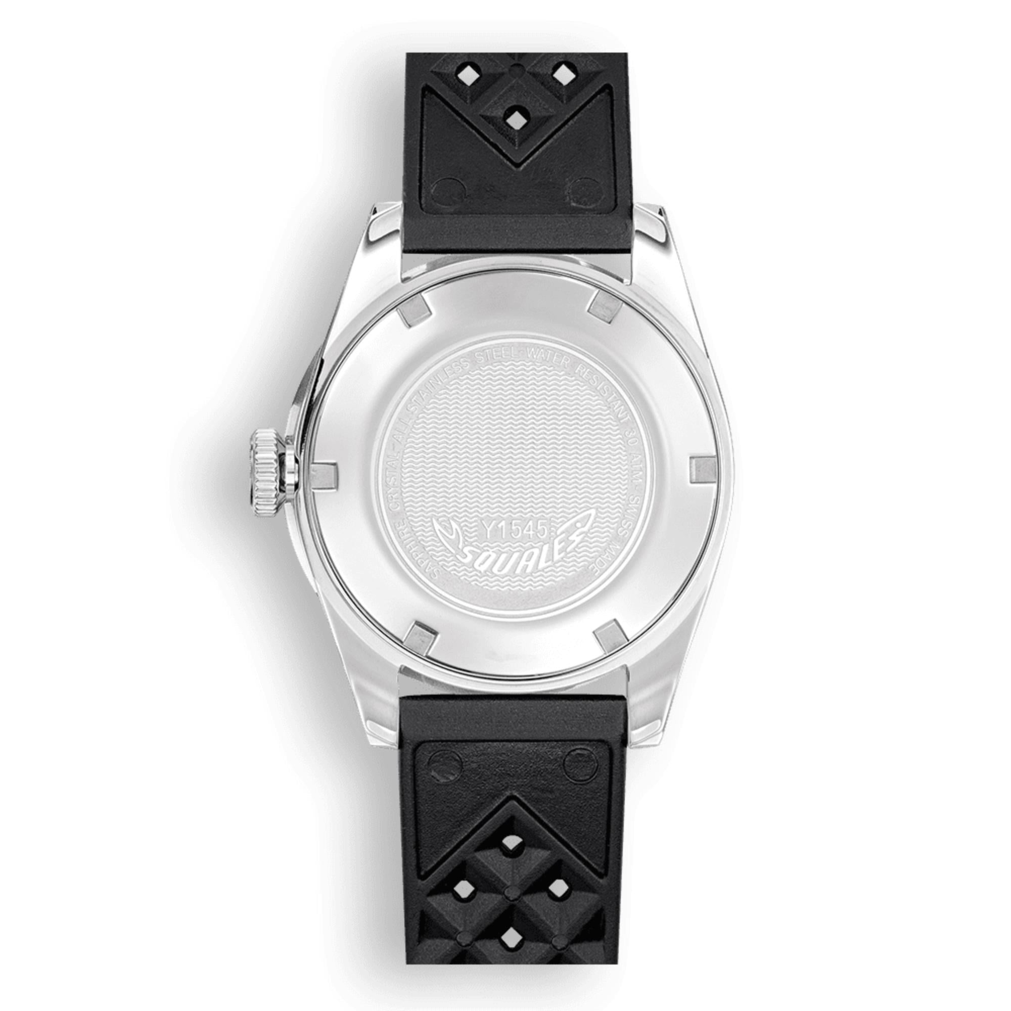 Squale 1545 Steel Automatic Black Dial Rubber Strap Men's Watch 1545SSBK.HT
