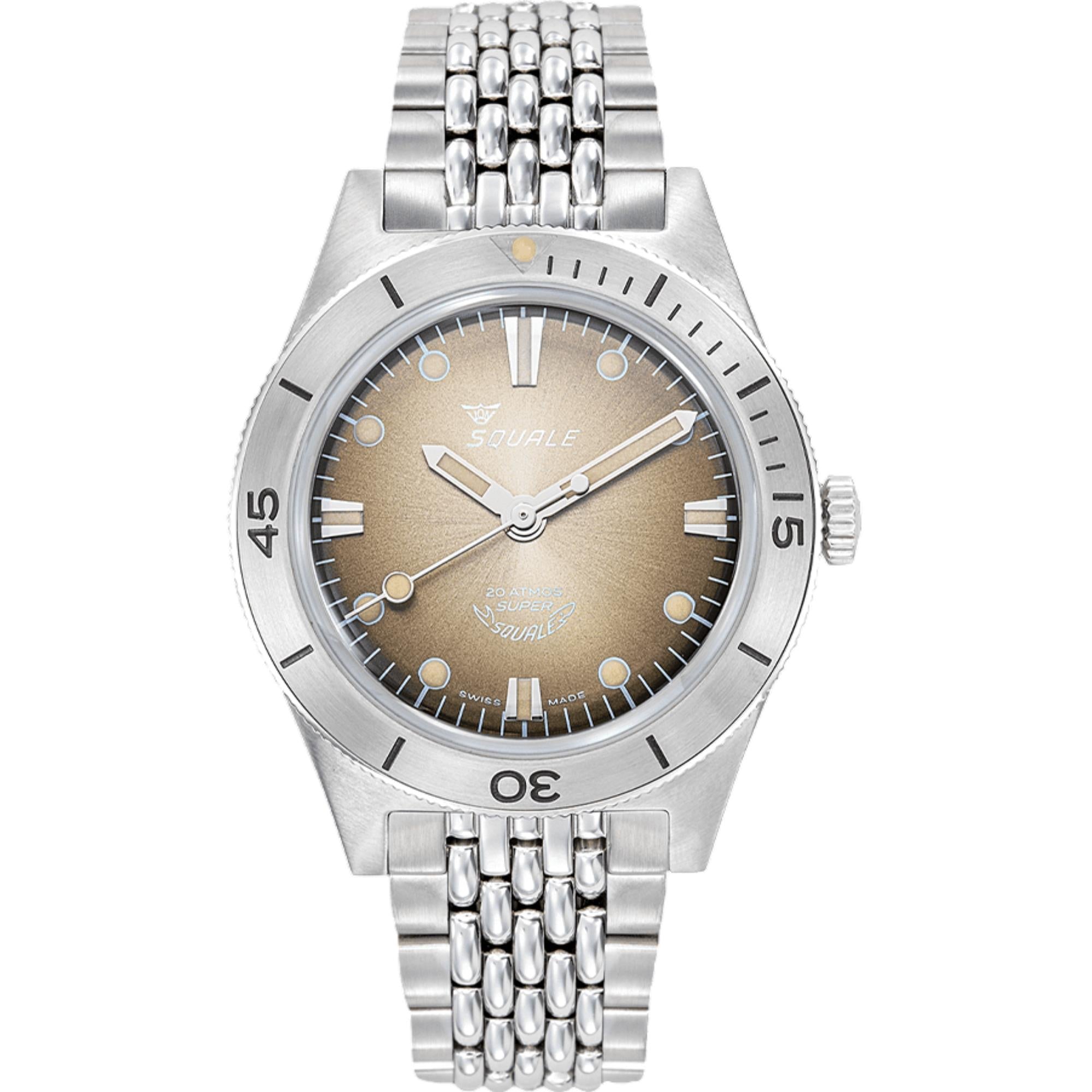Squale Super-Squale Sunray Automatic Brown Dial Steel Strap Men's Watch SUPERSSBW.AC