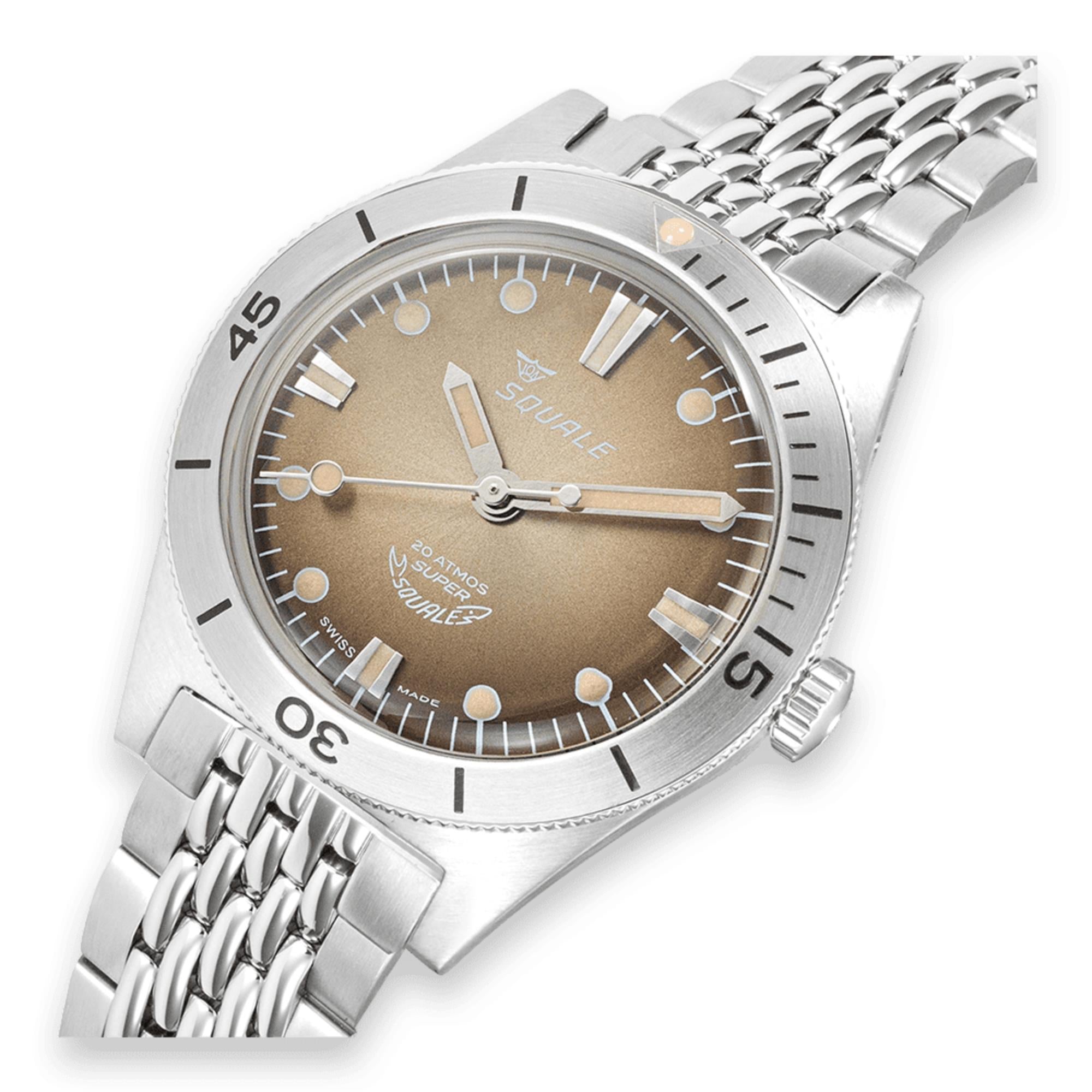 Squale Super-Squale Sunray Automatic Brown Dial Steel Strap Men's Watch SUPERSSBW.AC