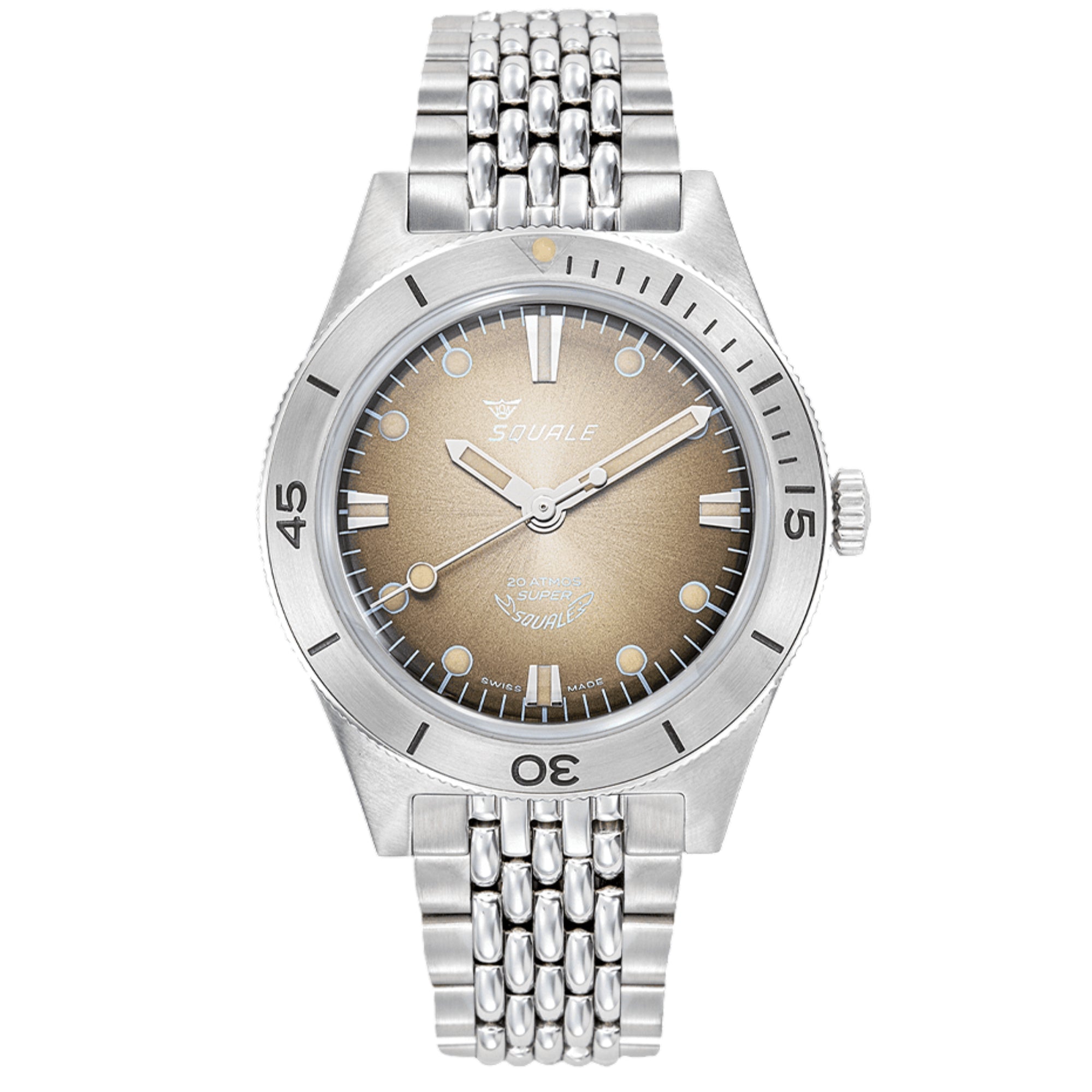Squale Super-Squale Sunray Automatic Brown Dial Steel Strap Men's Watch SUPERSSBW.AC