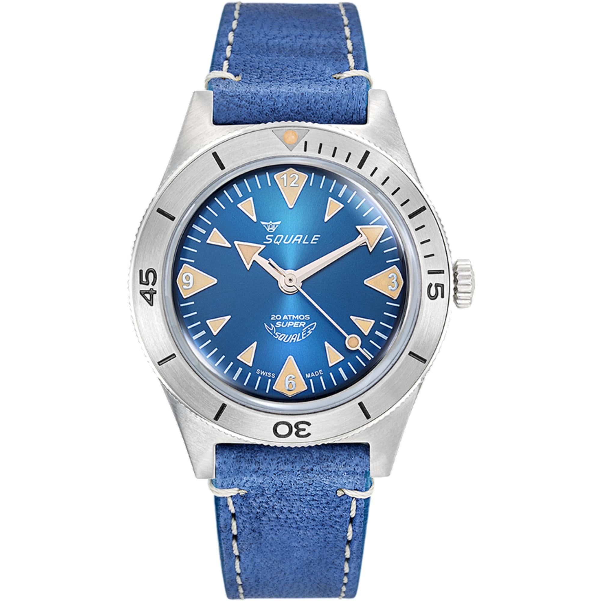 Squale Super-Squale Big Arrows Automatic Blue Dial Leather Strap Men's Watch SUPERSSABL.PBL