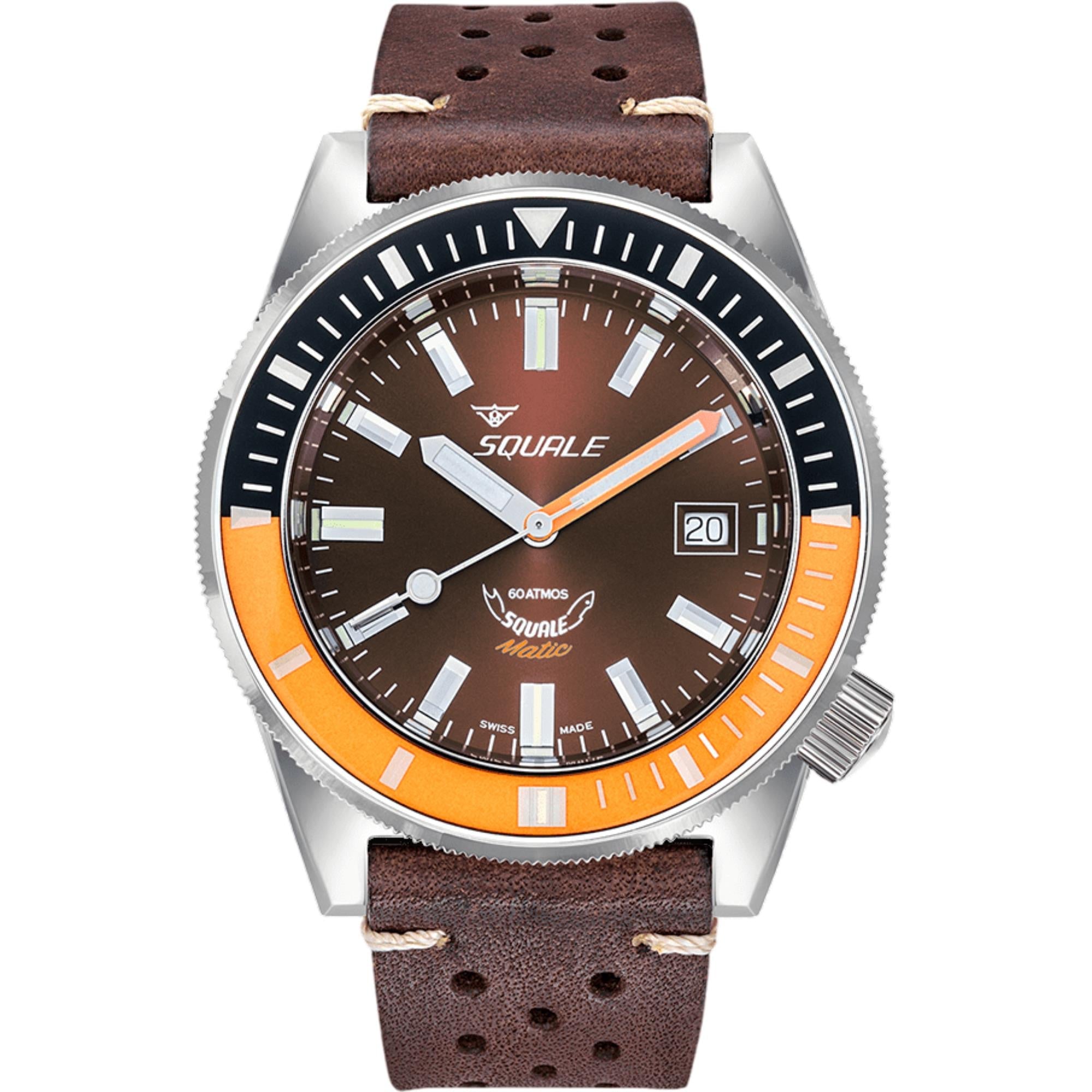 Squale Matic Chocolate Automatic Brown Dial Leather Strap Men's Watch MATICXSD.PTS