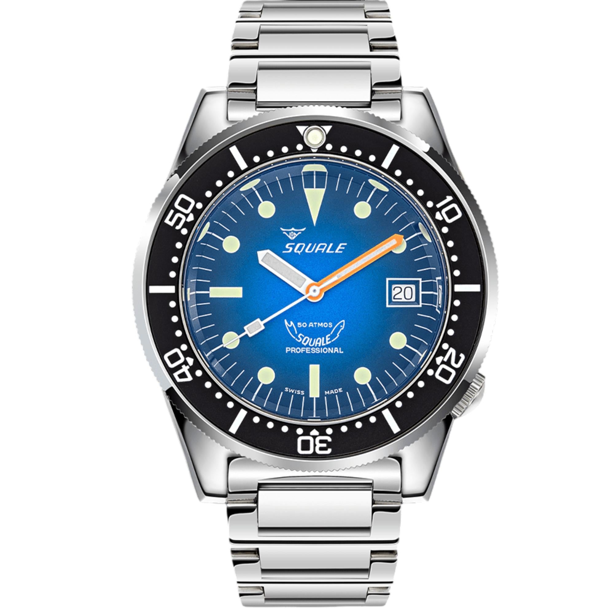 Squale 1521 Blue Ray Automatic Blue Dial Steel Strap Men's Watch 1521PROFD.SQ20L