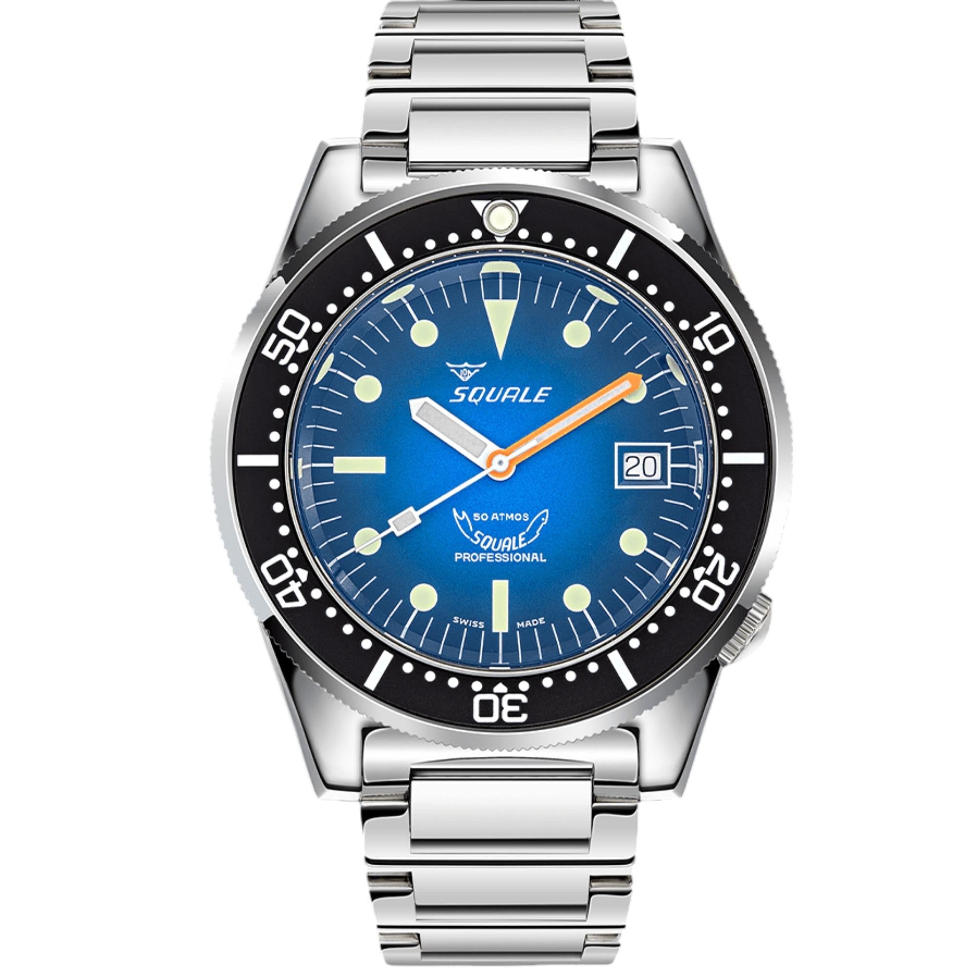 Squale 1521 Blue Ray Automatic Blue Dial Steel Strap Men's Watch 1521PROFD.SQ20L