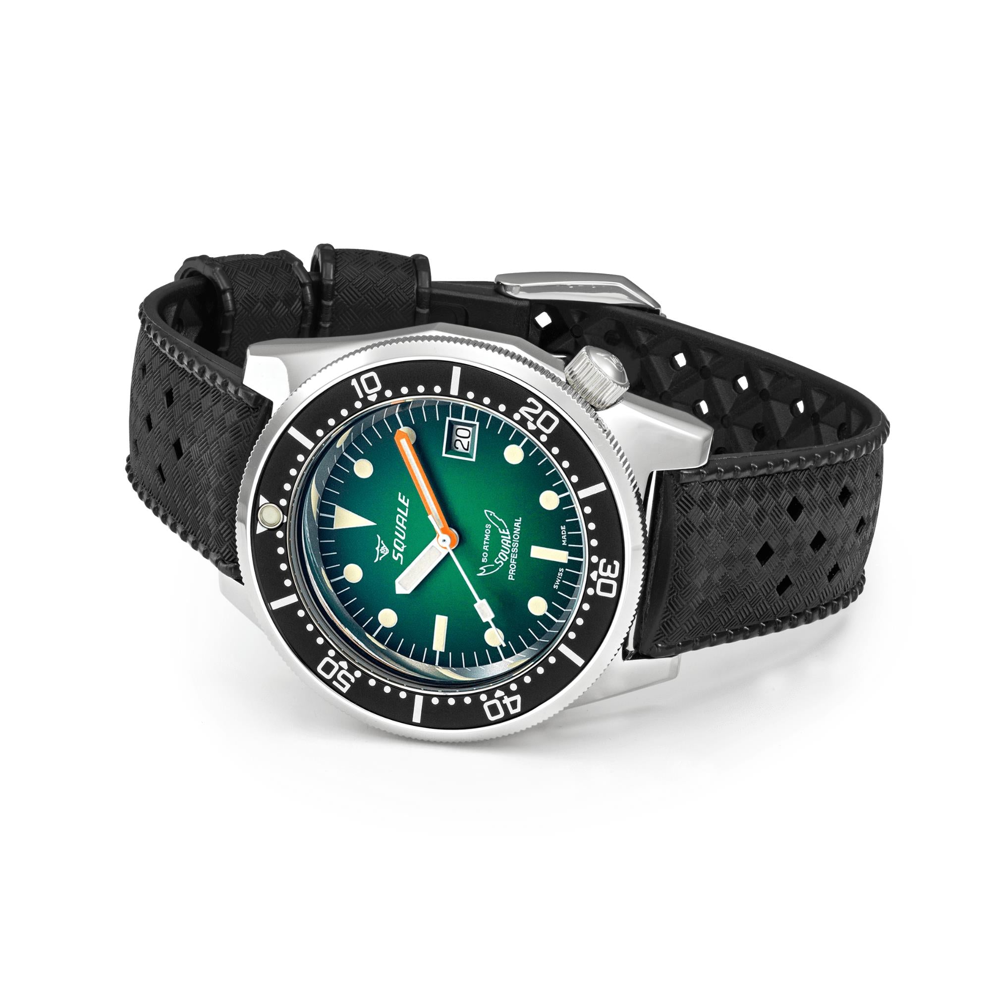 Squale 1521 Green Ray Automatic Green Dial Rubber Strap Men's Watch 1521PROFGR.HT