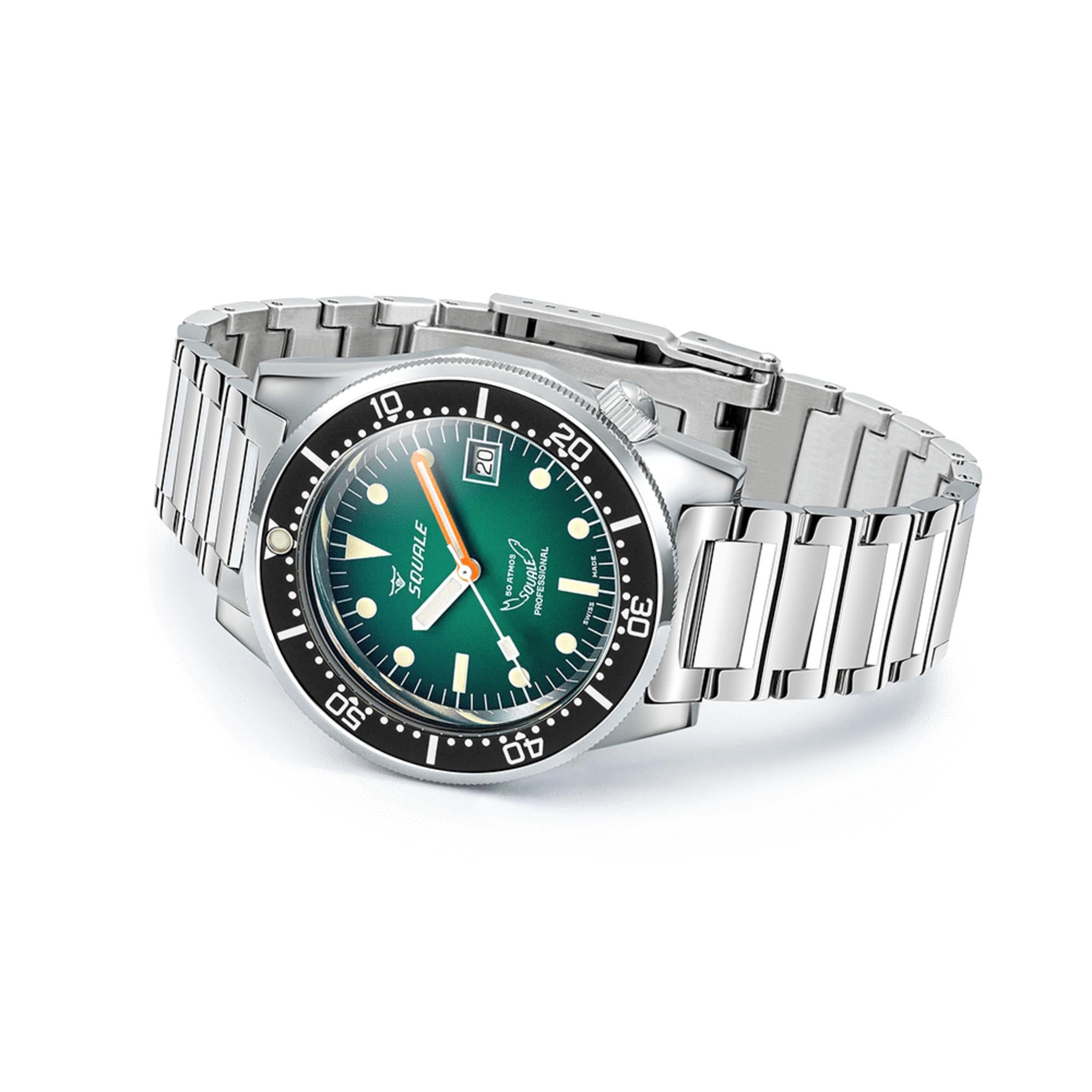 Squale 1521 Green Ray Automatic Green Dial Steel Strap Men's Watch 1521PROFGR.SQ20L