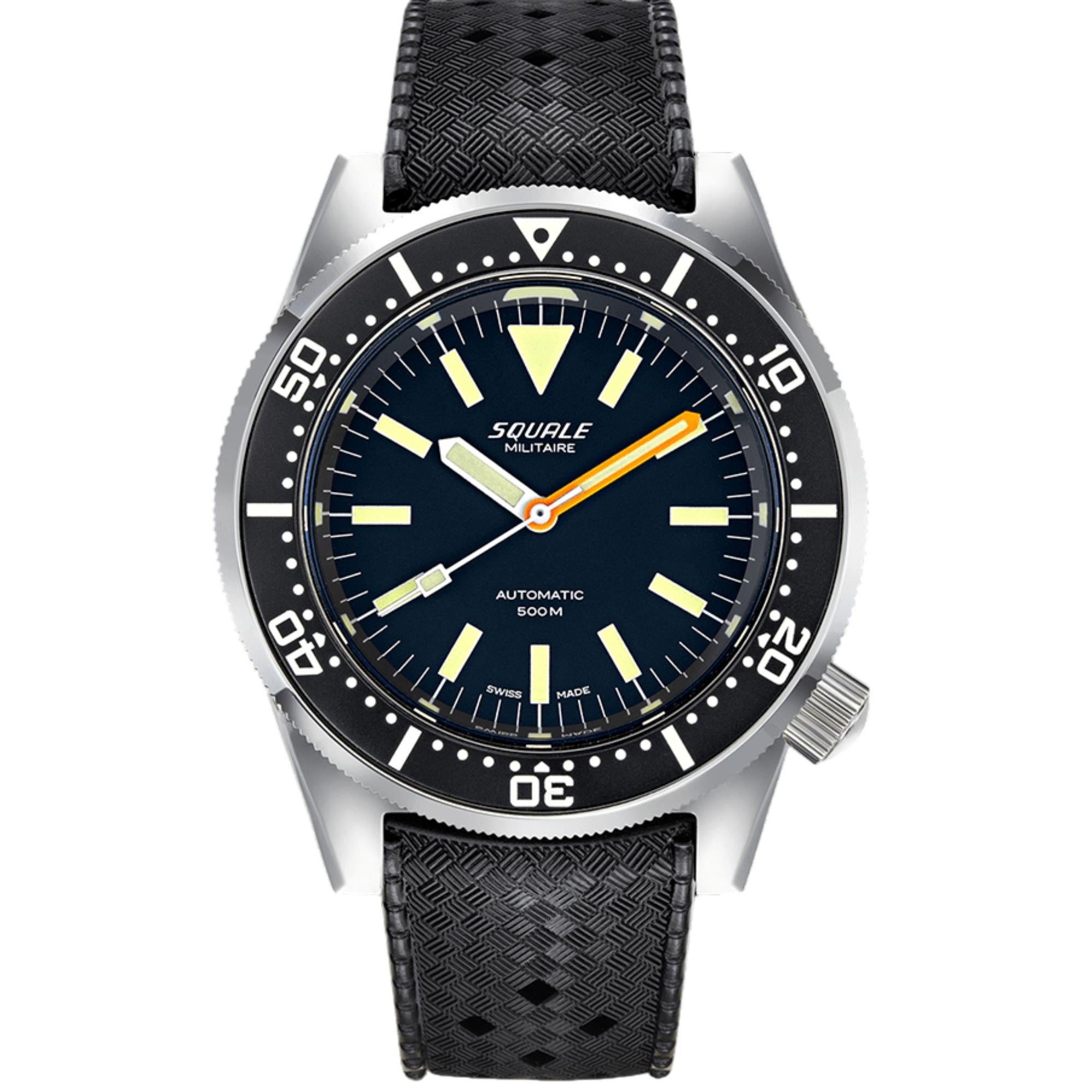 Squale 1521 Militaire Automatic Black Dial Rubber Strap Men's Watch 1521MIL.HT