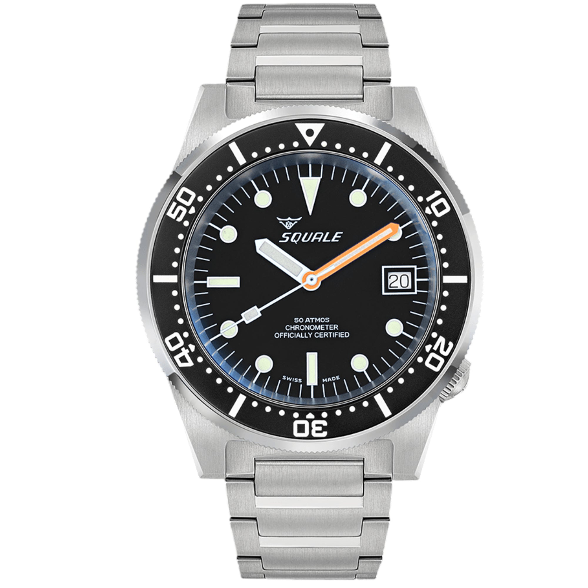 Squale 1521 Classic COSC Automatic Black Dial Steel Strap Men's Watch 1521COSCL.SQ20B