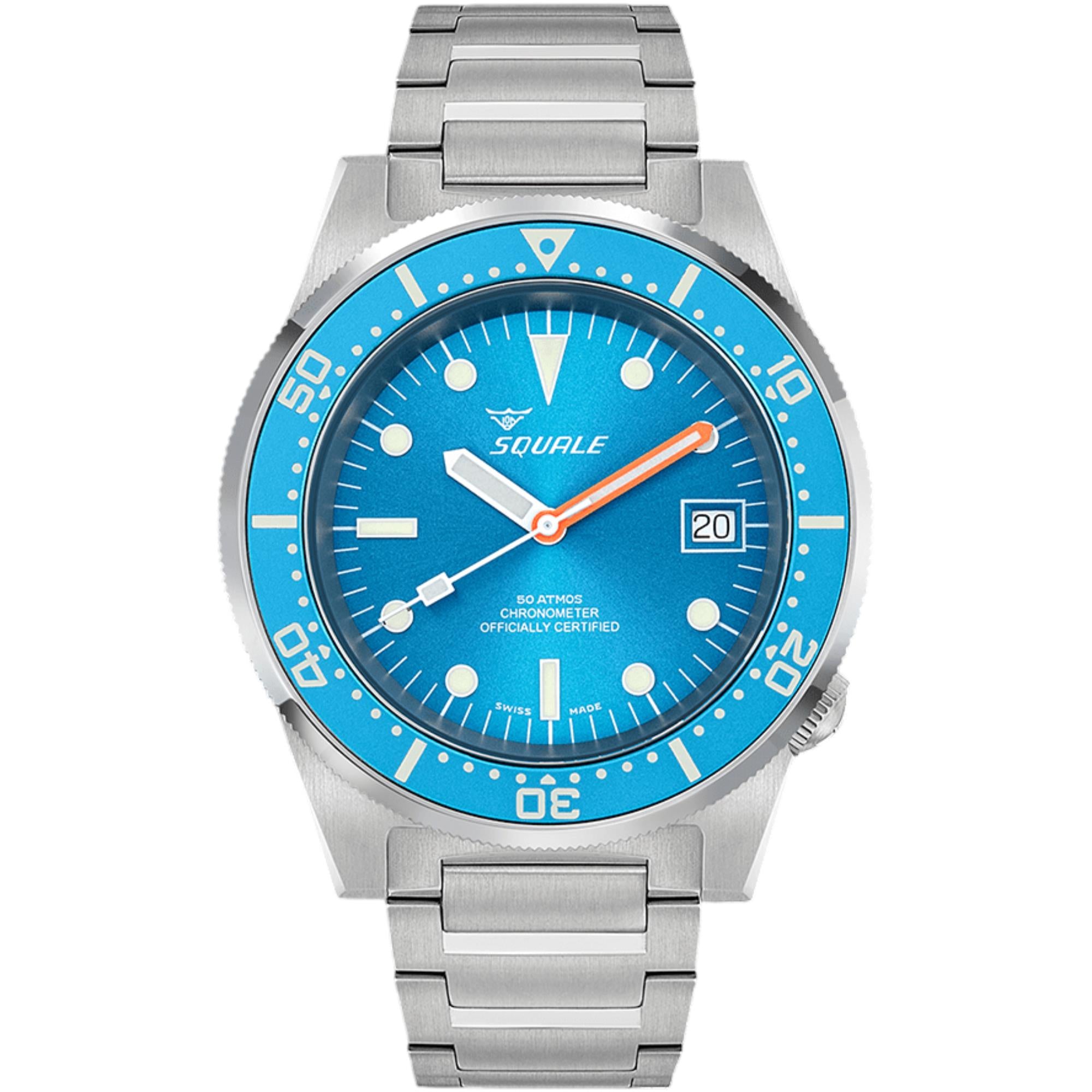 Squale 1521 Ocean COS Automatic Sunray Blue Dial Steel Strap Men's Watch 1521COSOCN.SQ20B
