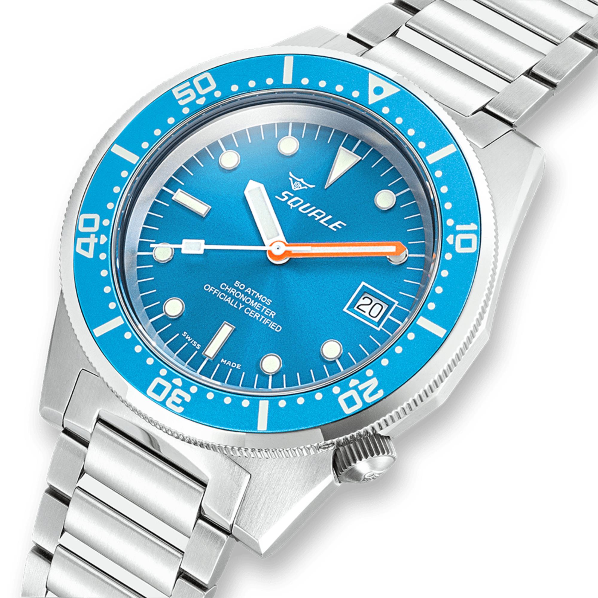 Squale 1521 Ocean COS Automatic Sunray Blue Dial Steel Strap Men's Watch 1521COSOCN.SQ20B