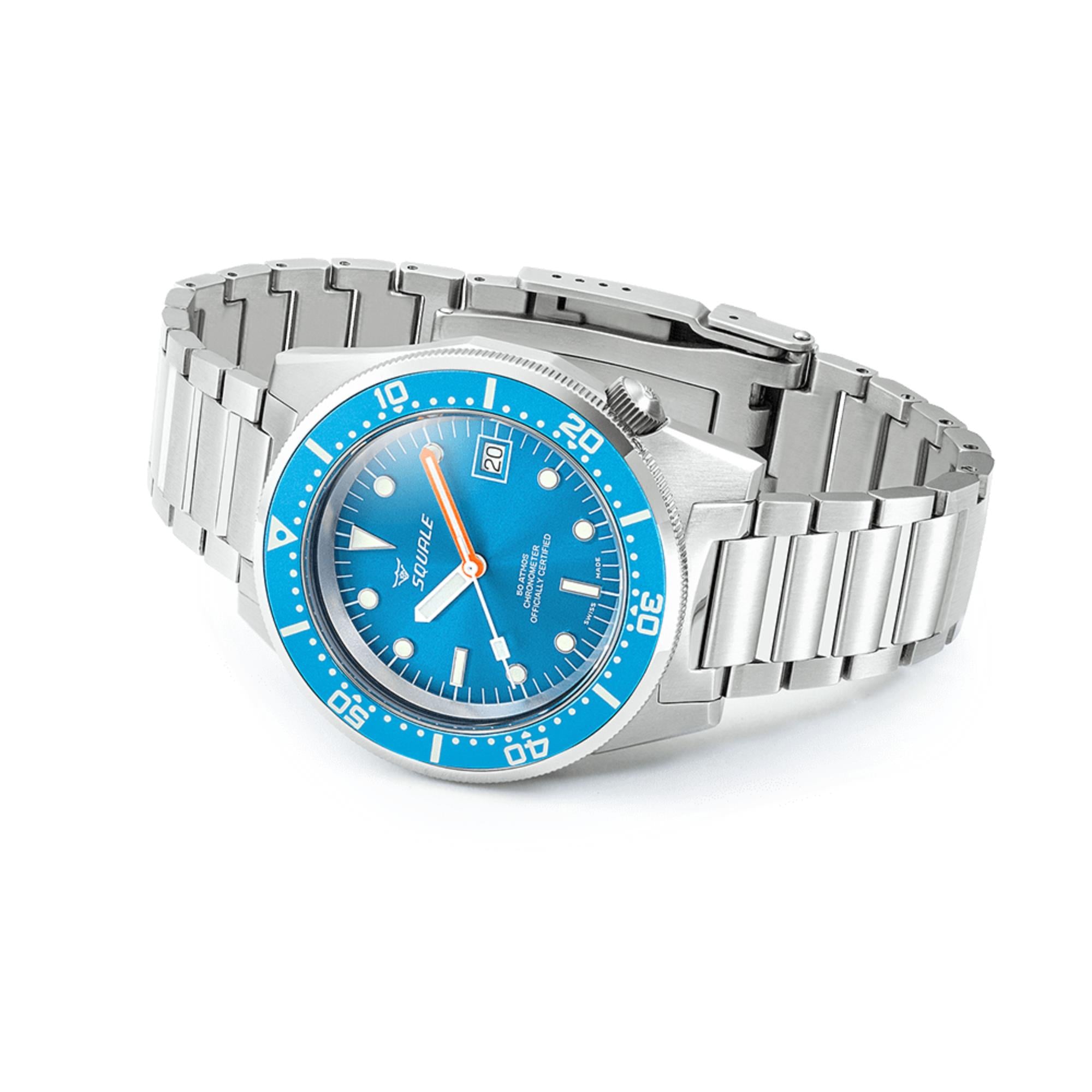 Squale 1521 Ocean COS Automatic Sunray Blue Dial Steel Strap Men's Watch 1521COSOCN.SQ20B