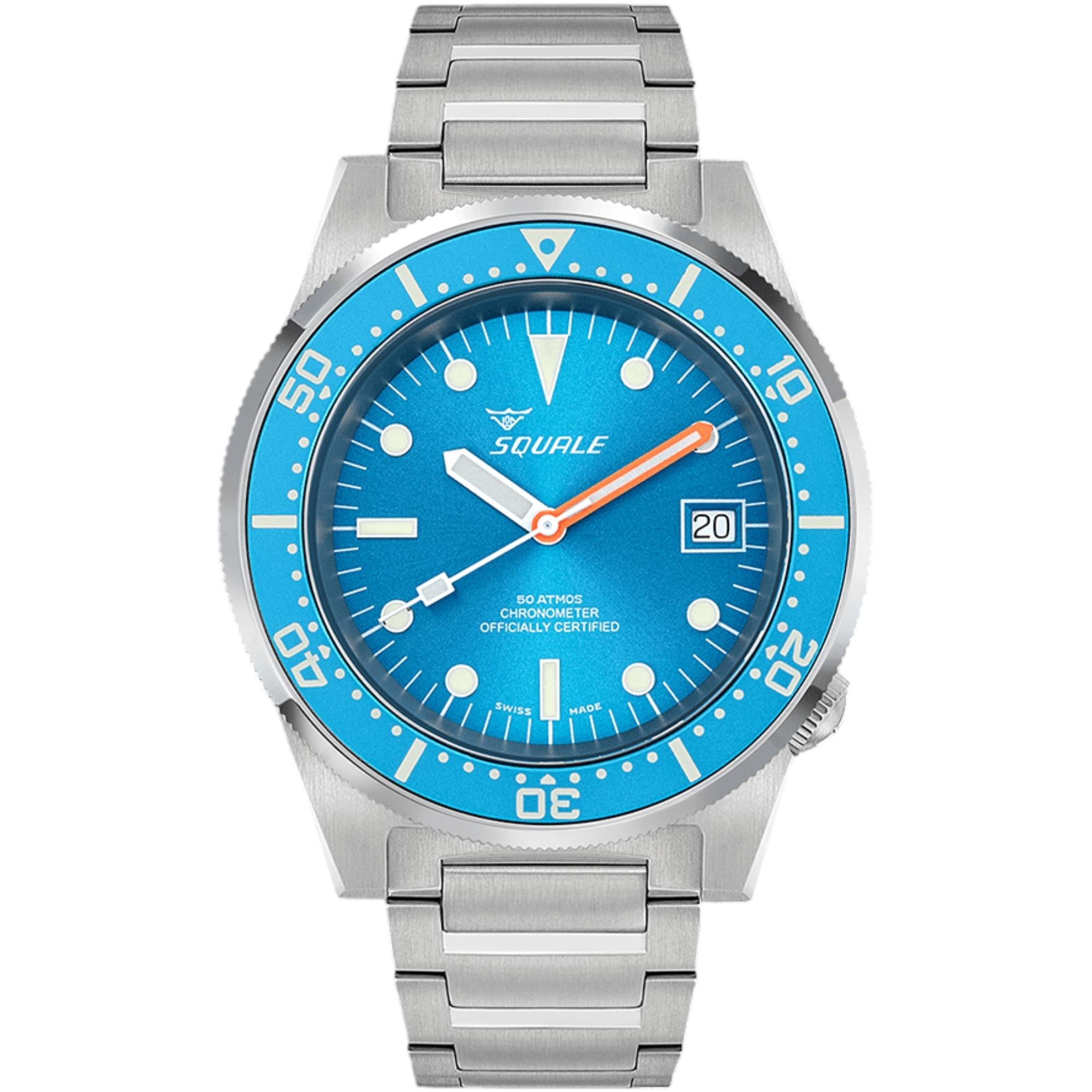 Squale 1521 Ocean COS Automatic Sunray Blue Dial Steel Strap Men's Watch 1521COSOCN.SQ20B