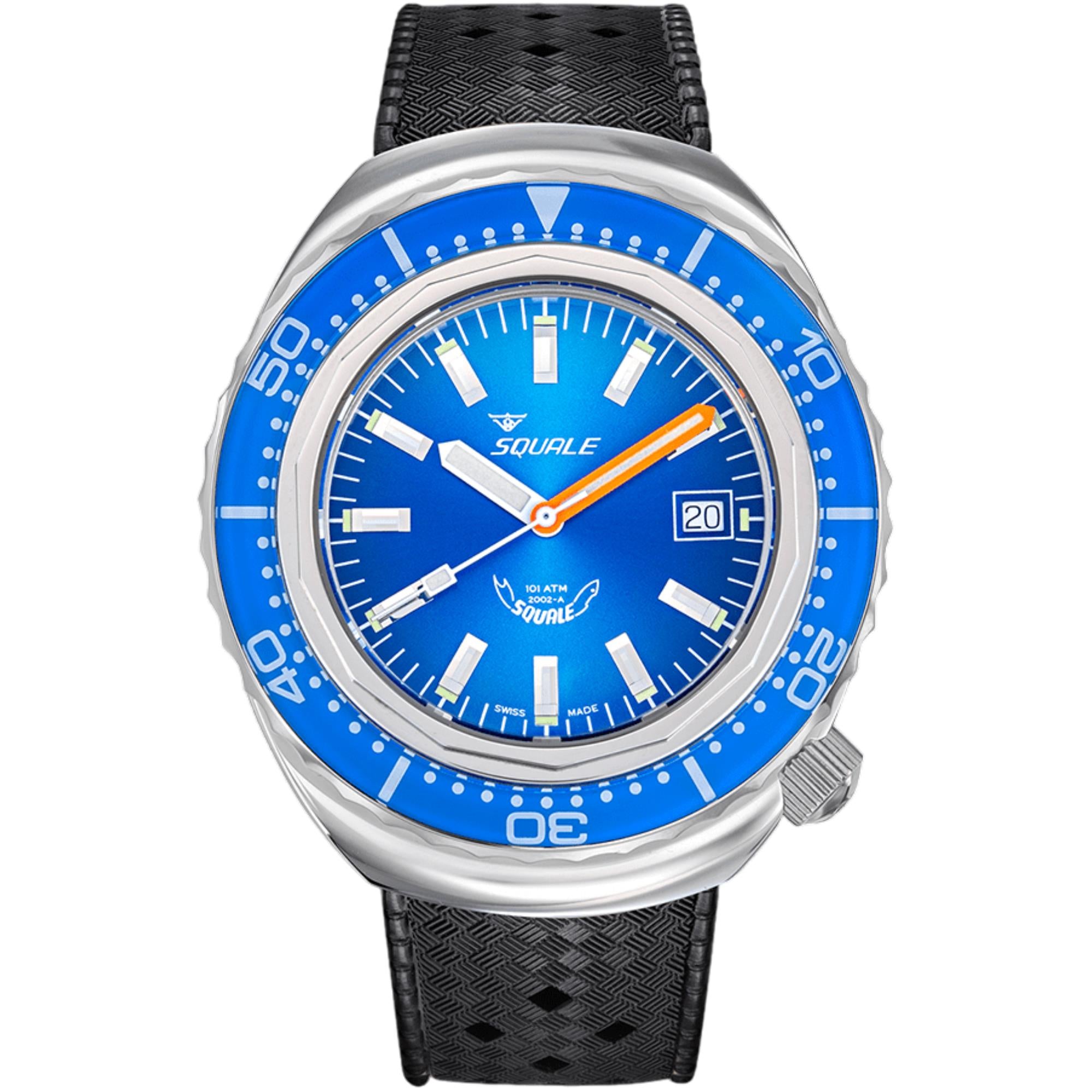 Squale 2002 Automatic Blue Dial Rubber Strap Men's Watch 2002.SS.BL.BL.HT