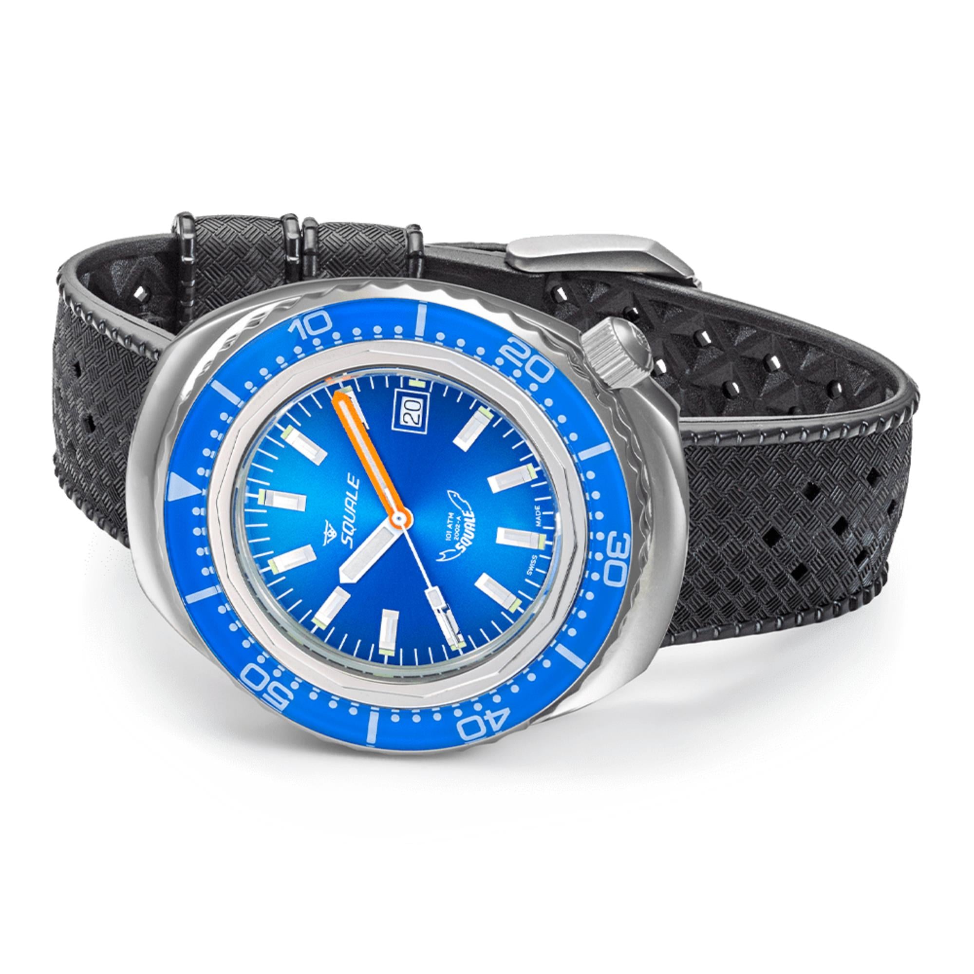 Squale 2002 Automatic Blue Dial Rubber Strap Men's Watch 2002.SS.BL.BL.HT