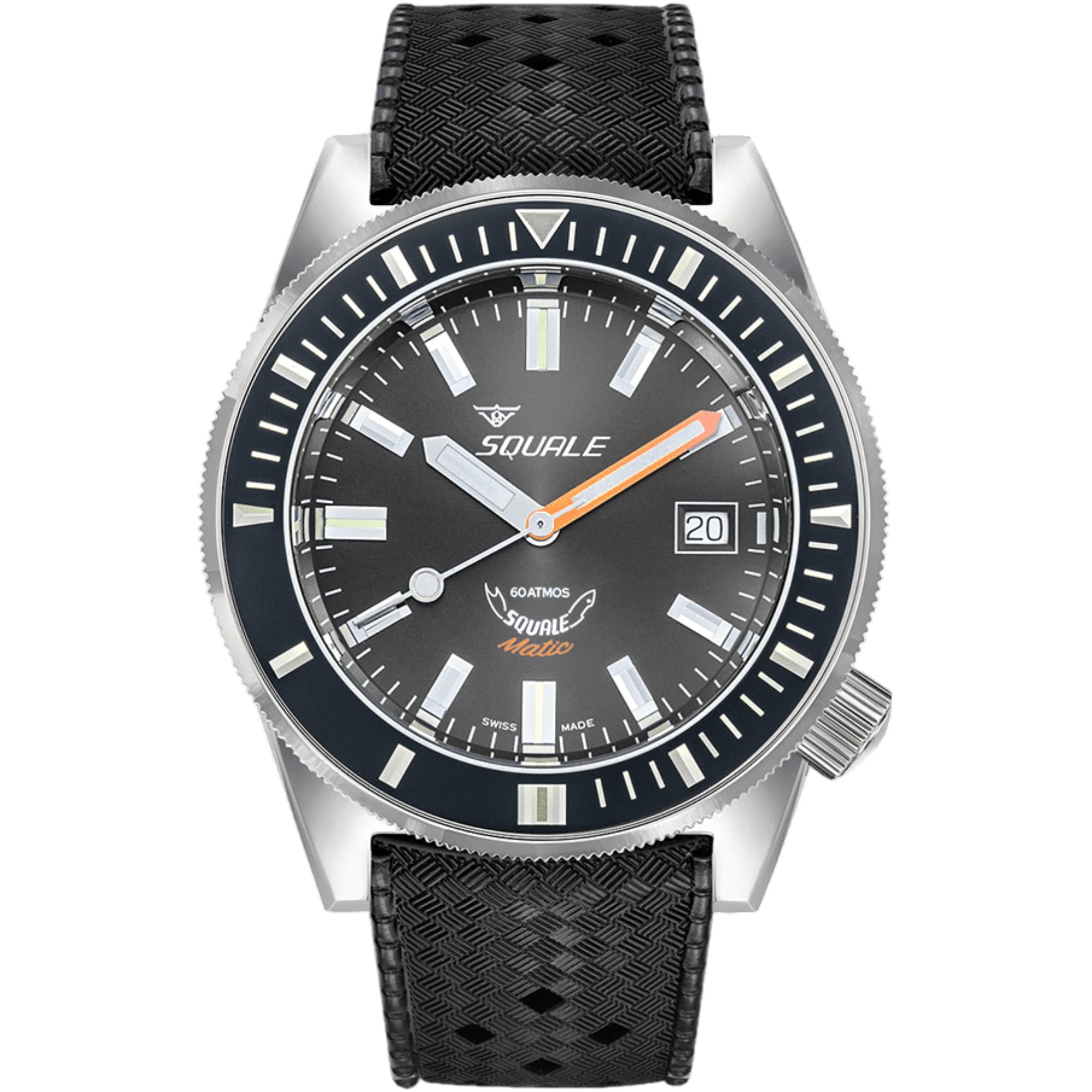 Squale Matic Automatic Grey Dial Rubber Strap Men's Watch MATICXSA.HT