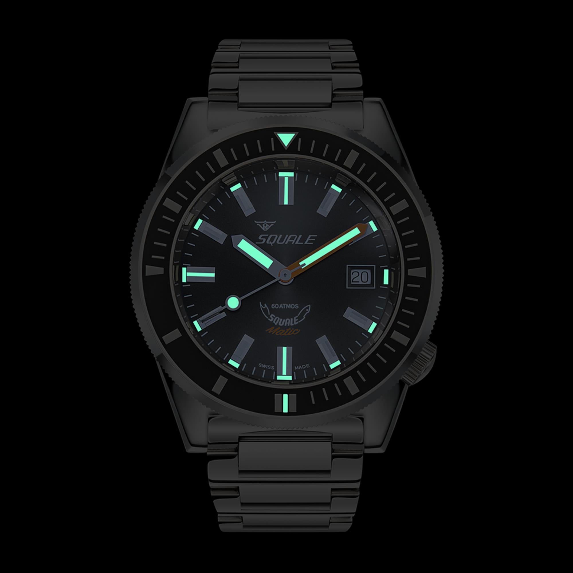 Squale Matic Automatic Grey Dial Steel Strap Men's Watch MATICXSA.SQ22L