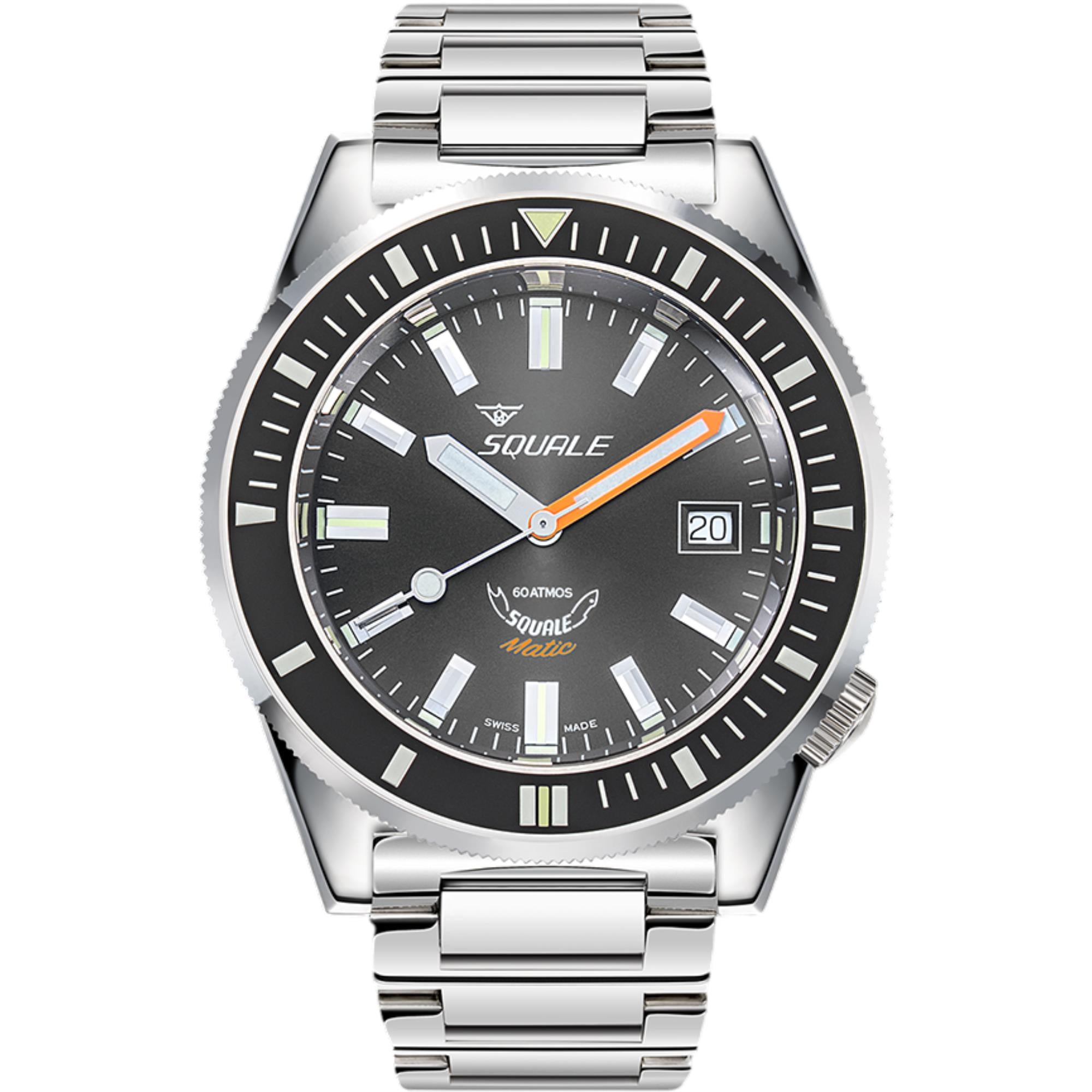Squale Matic Automatic Grey Dial Steel Strap Men's Watch MATICXSA.SQ22L