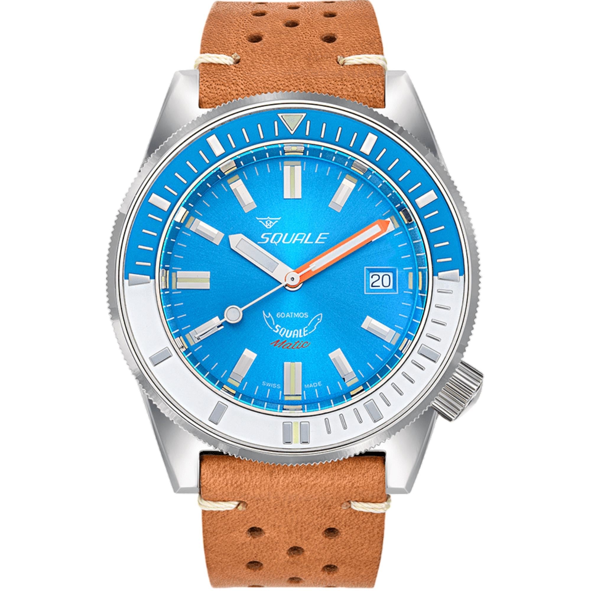 Squale Matic Automatic Light Blue Dial Leather Strap Men's Watch MATICXSE.PTC