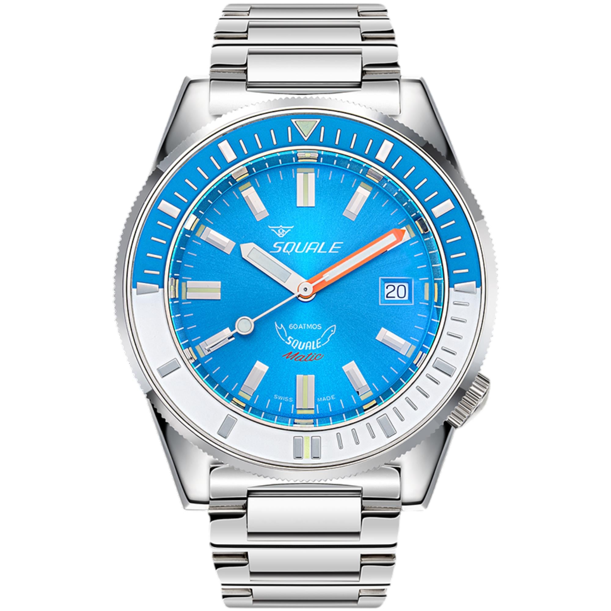 Squale Matic Automatic Light Blue Dial Steel Strap Men's Watch MATICXSE.SQ22L