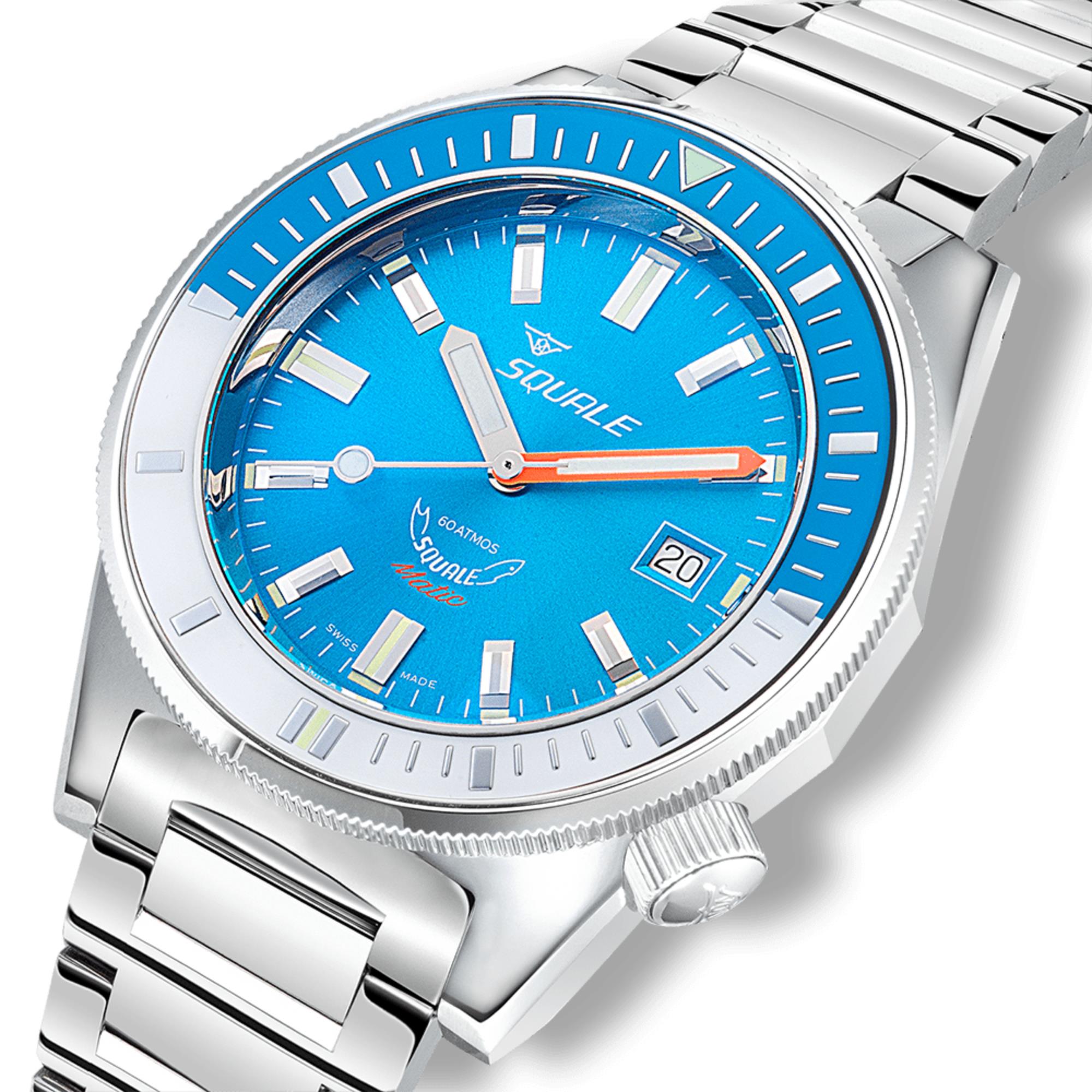 Squale Matic Automatic Light Blue Dial Steel Strap Men's Watch MATICXSE.SQ22L