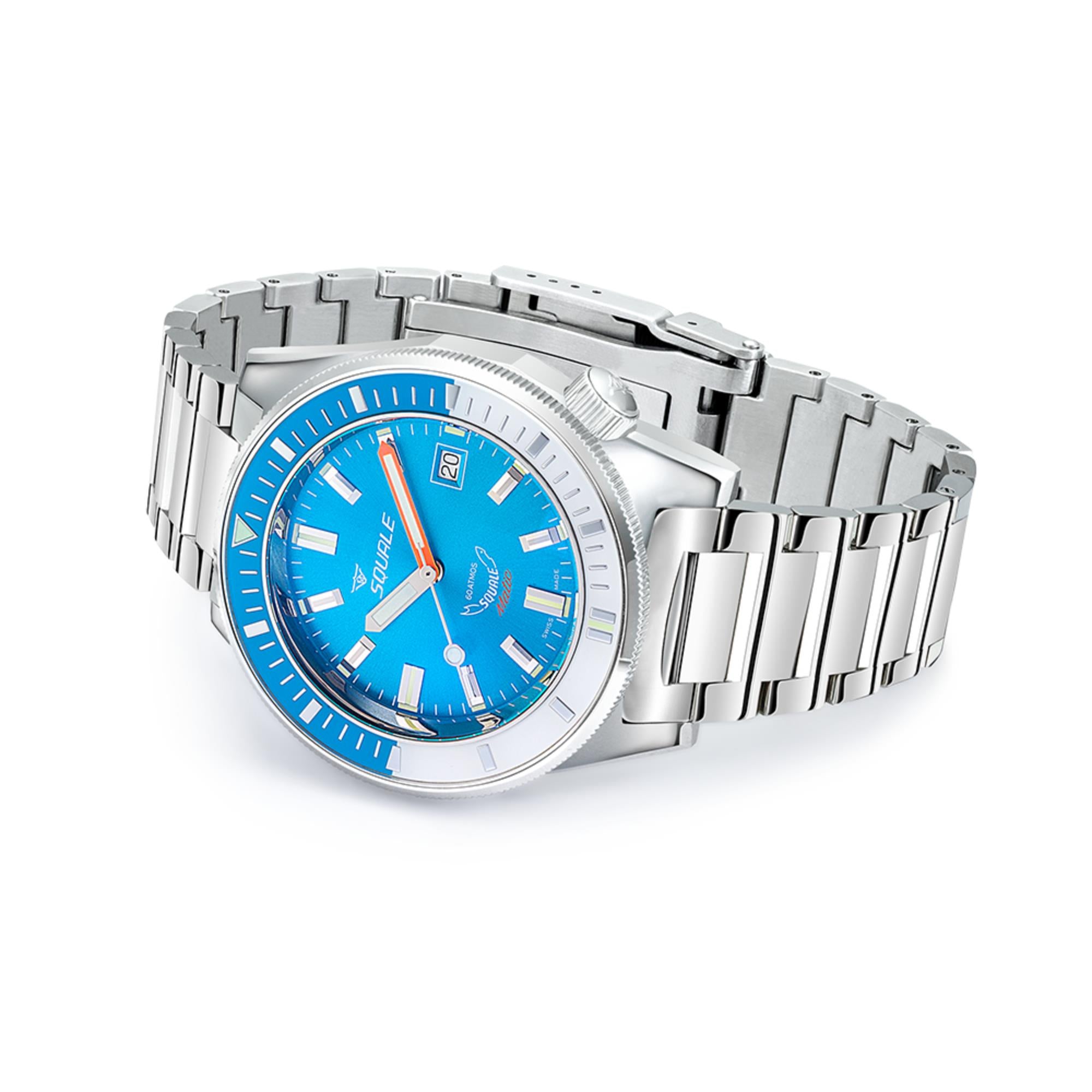 Squale Matic Automatic Light Blue Dial Steel Strap Men's Watch MATICXSE.SQ22L