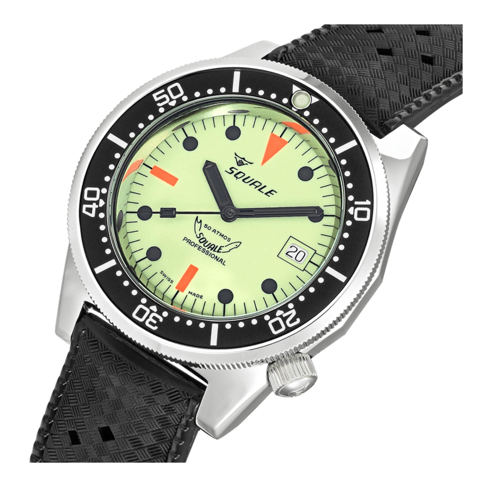 Squale 1521 Full Luminous Automatic Super-Luminova Dial Rubber Strap Men's Watch 1521FULL.HT
