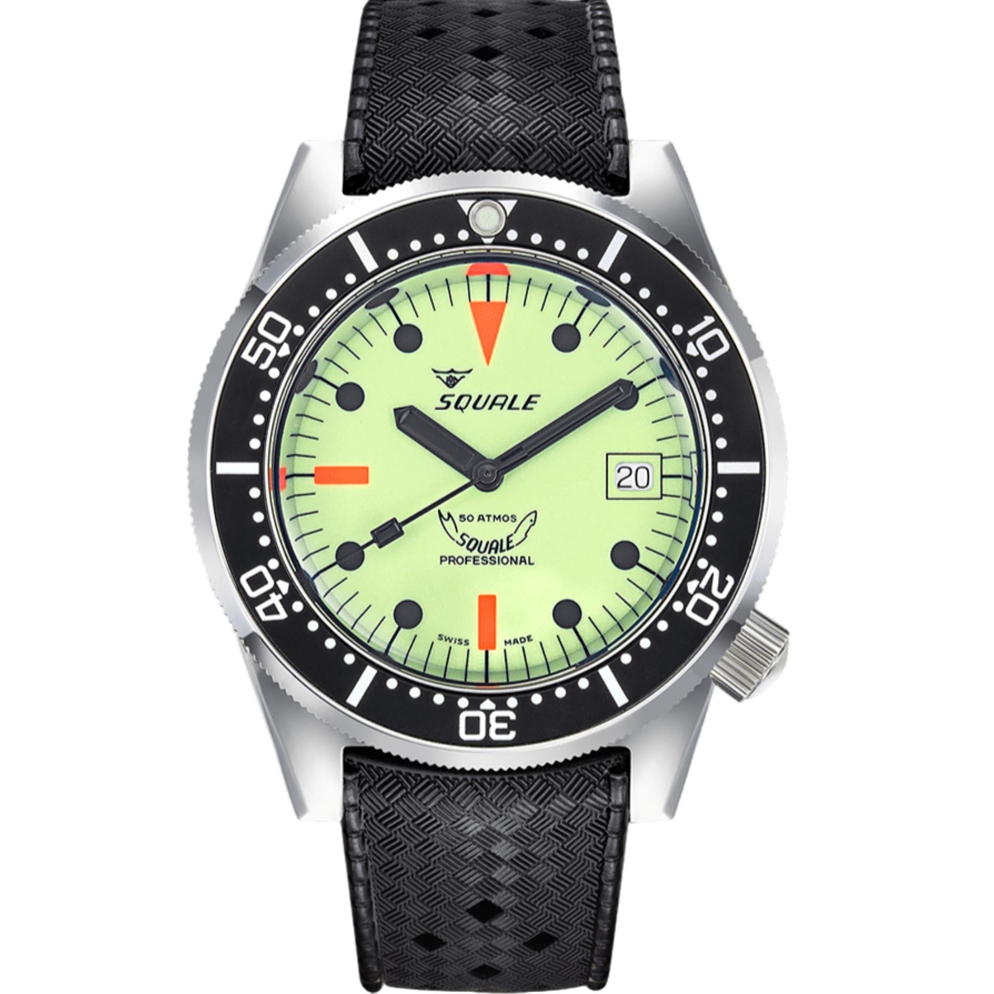Squale 1521 Full Luminous Automatic Super-Luminova Dial Rubber Strap Men's Watch 1521FULL.HT