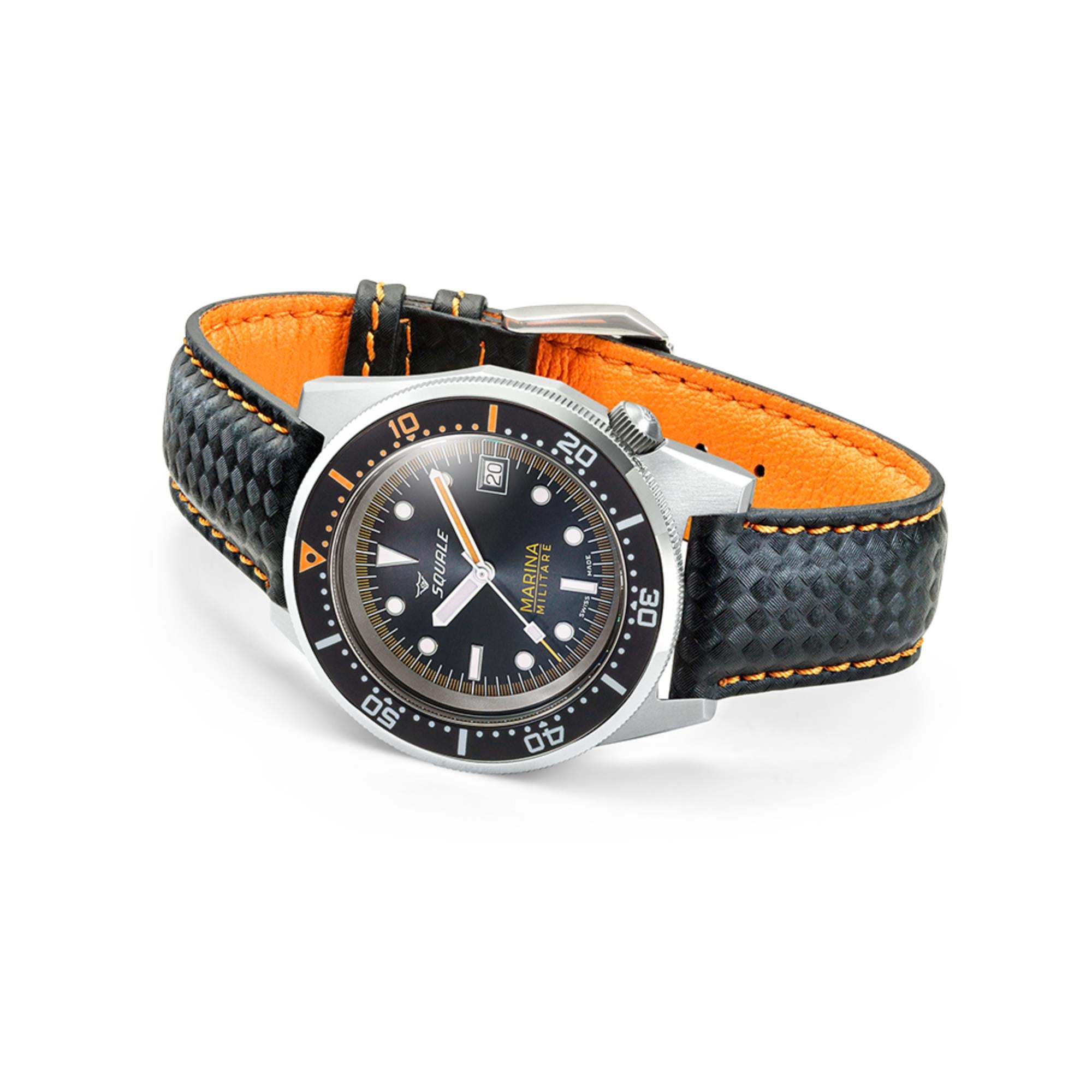 Squale 1521 Marina Militare Automatic Black Dial Microfiber Strap Men's Watch 1521MARINA.MIBK