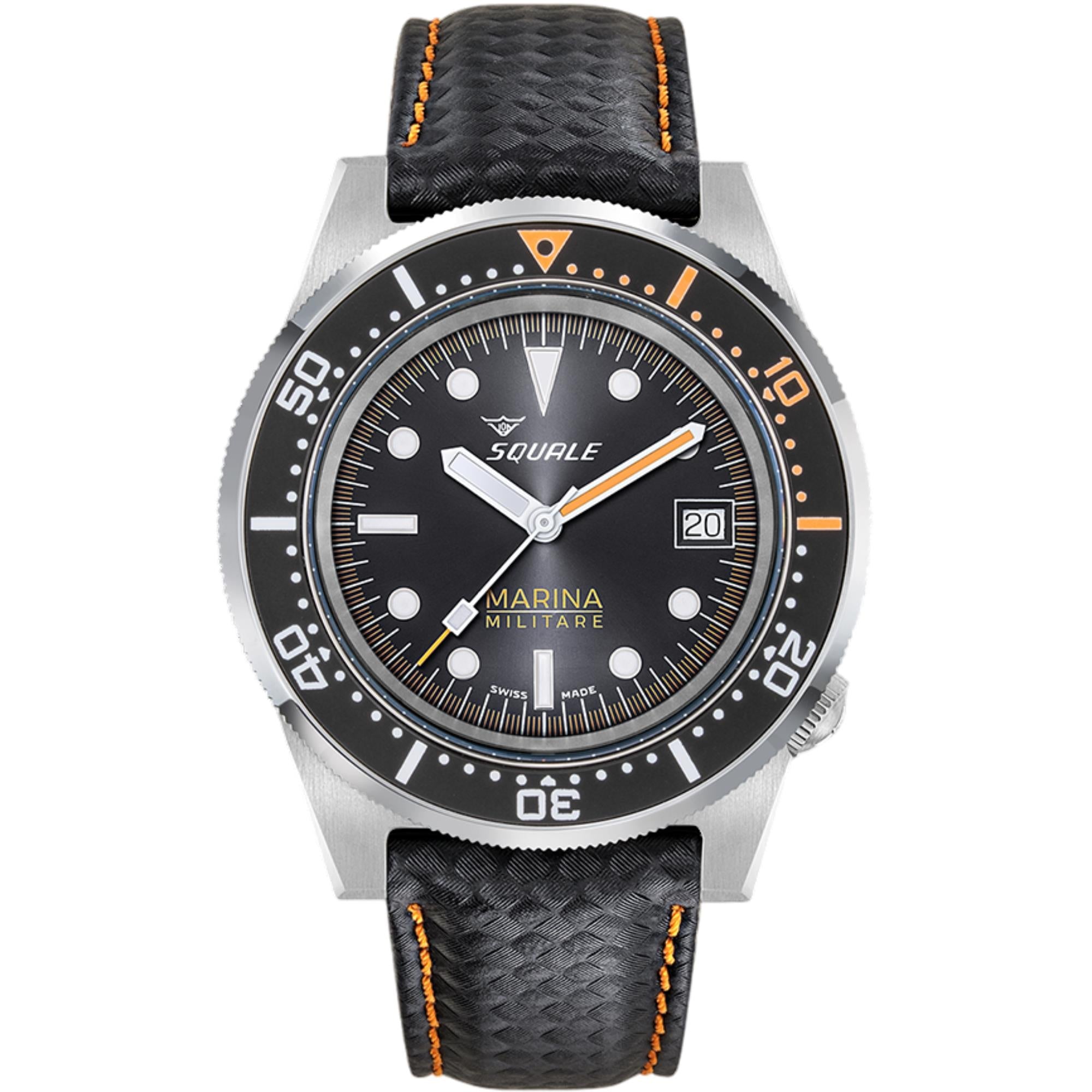Squale 1521 Marina Militare Automatic Black Dial Microfiber Strap Men's Watch 1521MARINA.MIBK