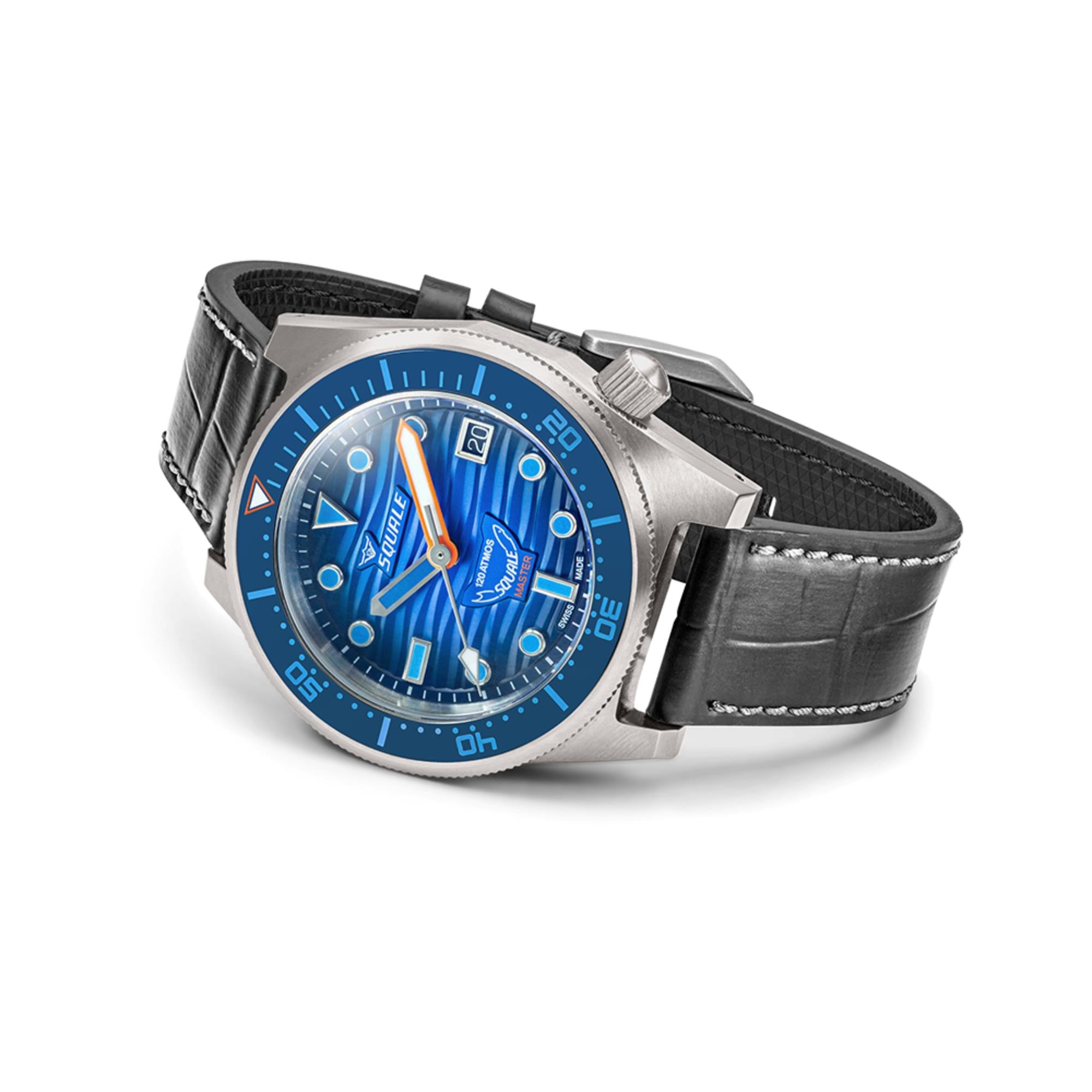 Squale Master Grand Bleu Automatic Blue Dial Leather Strap Men's Watch MASTIBLBL.RAL
