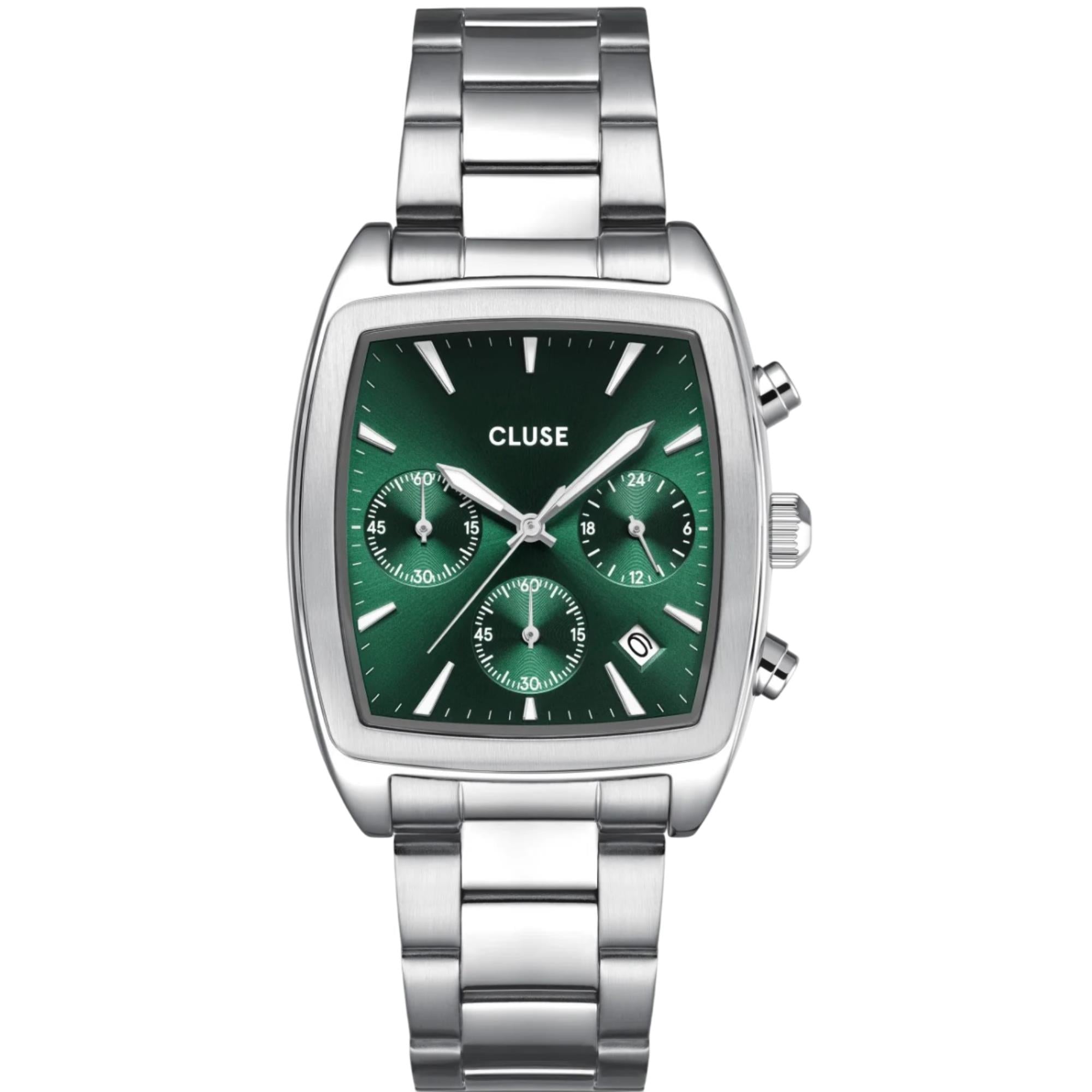 CLUSE Quartaut Quartz Chronograph Green Dial Steel Strap Men's Watch CW52002