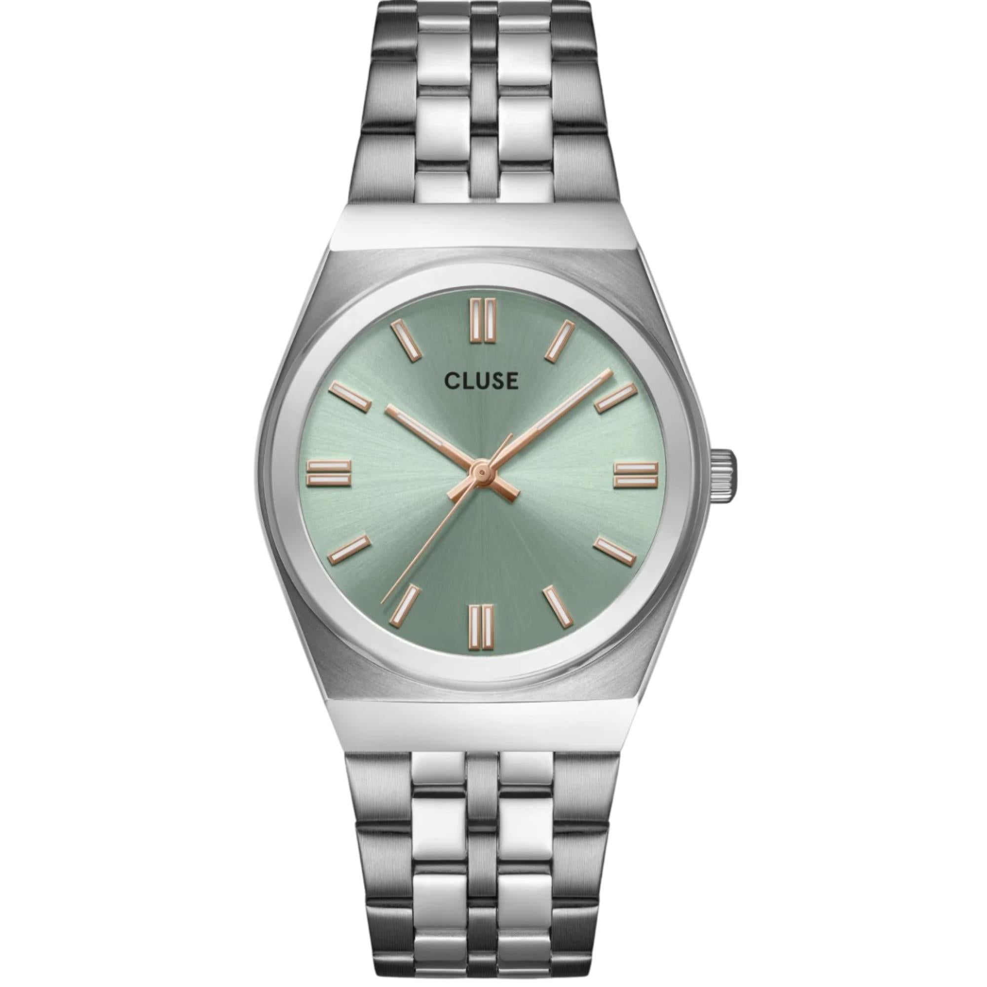 CLUSE Retro 70's Quartz Green Dial Steel Strap Women's Watch CW35103