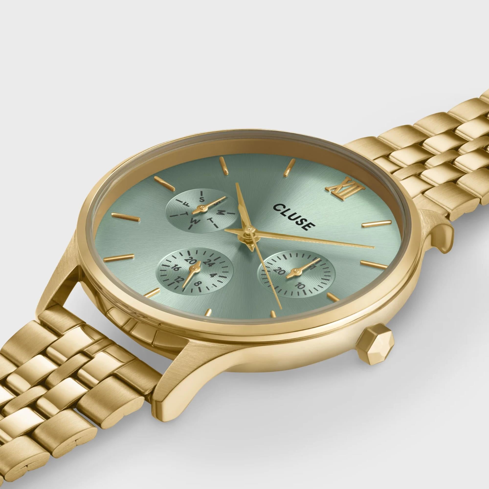 CLUSE Minuit Quartz Chronograph Green Dial Steel Strap Women's Watch CW10709