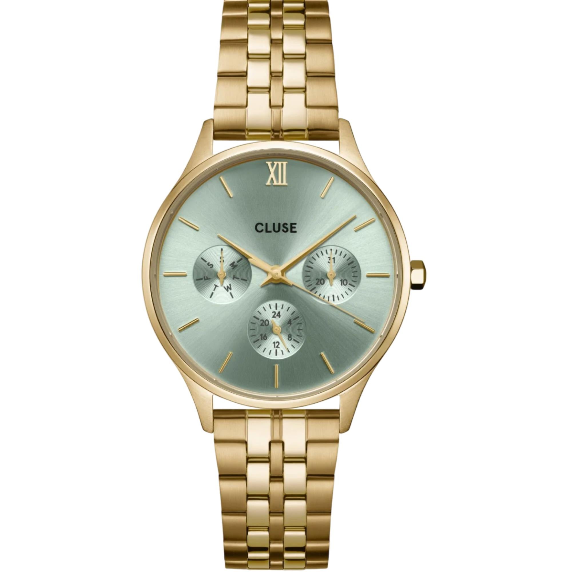 CLUSE Minuit Quartz Chronograph Green Dial Steel Strap Women's Watch CW10709
