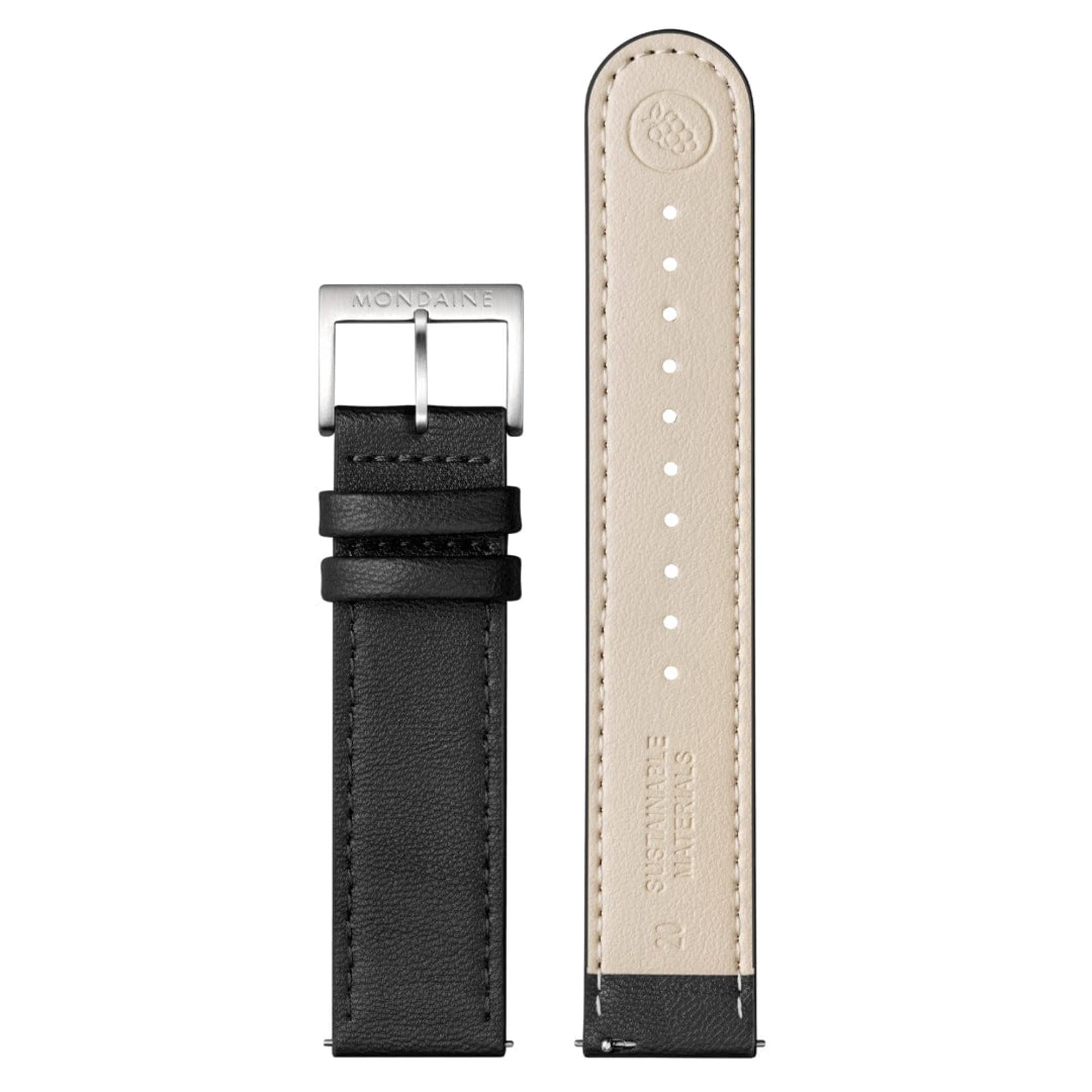 Mondaine Doppio Quartz Off-White Dial Leather Strap Men's Watch MLE.41210.LBV