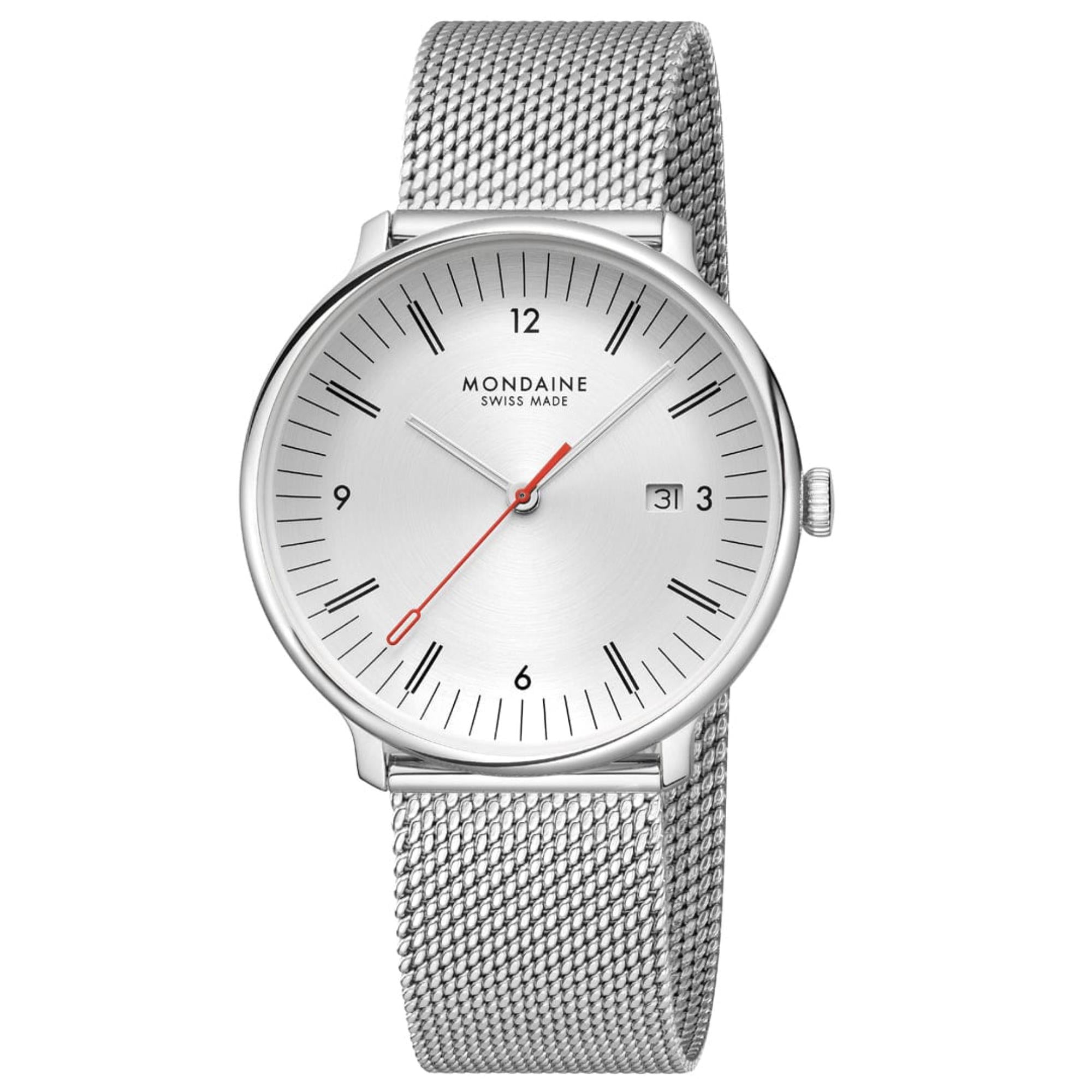 Mondaine Doppio Quartz Off-White Dial Steel Strap Men's Watch MLE.41210.SM